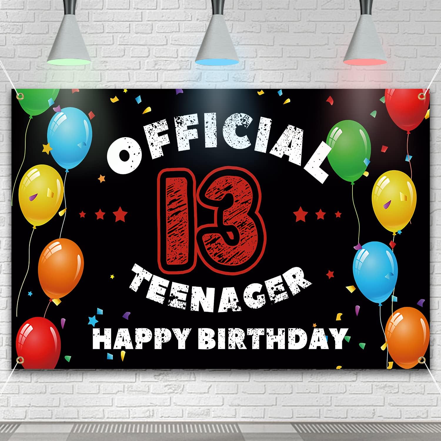 Amazon.com : 13th Birthday Backdrop Banner Official Teenager Party ...