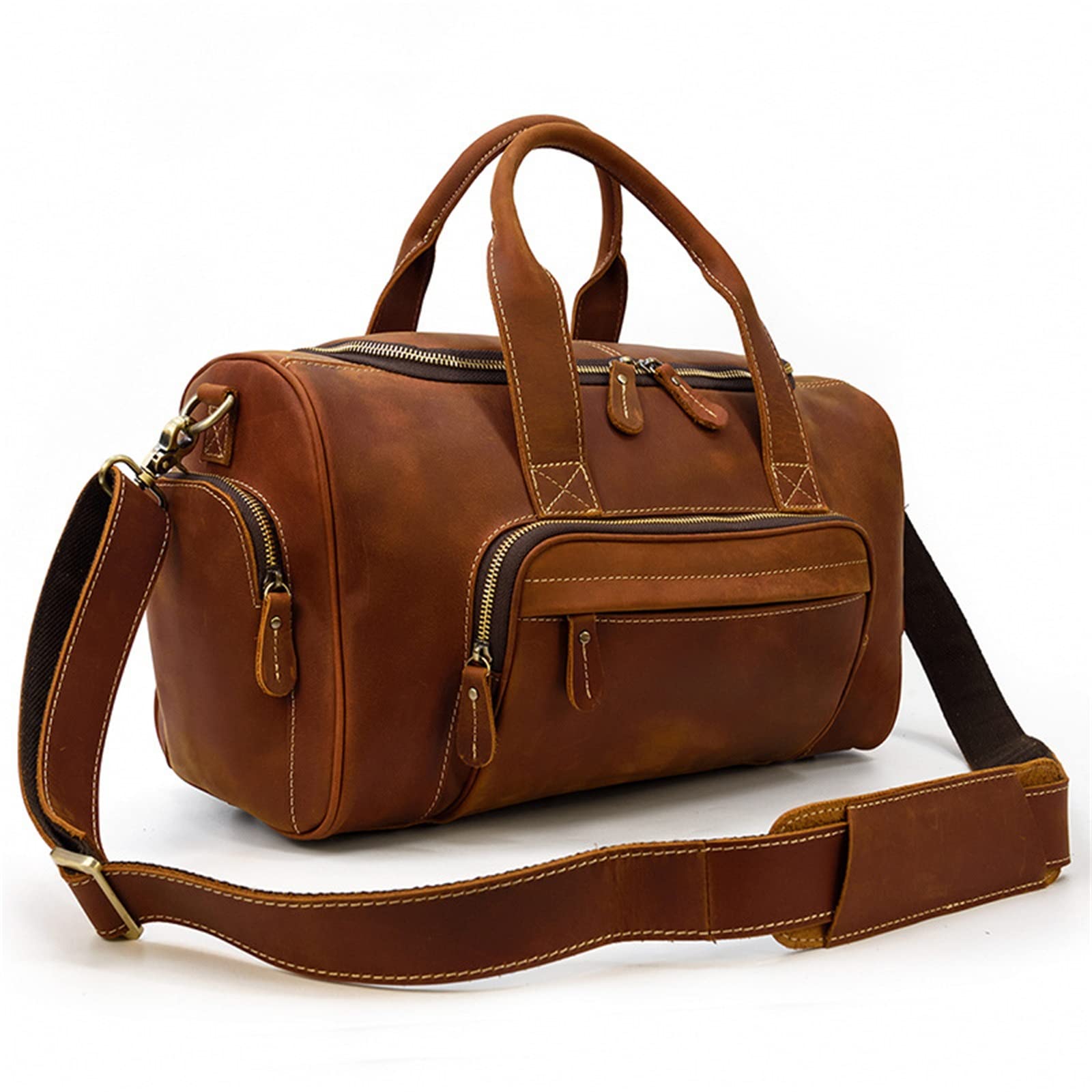 Bolso de Equipaje de Mano para Hombre Bolsas de Viaje Cuero for Hombres Bolsas Equipaje Vintage para Mujeres Hombres(marrón)