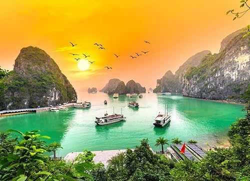 Miniatura 2 de Noah Jigsaw Puzzle Dreamy Sunset Landscape Halong Bay, Vietnam Vista desde adove. Este es el Patrimonio Mundial de la UNESCO, una hermosa maravilla