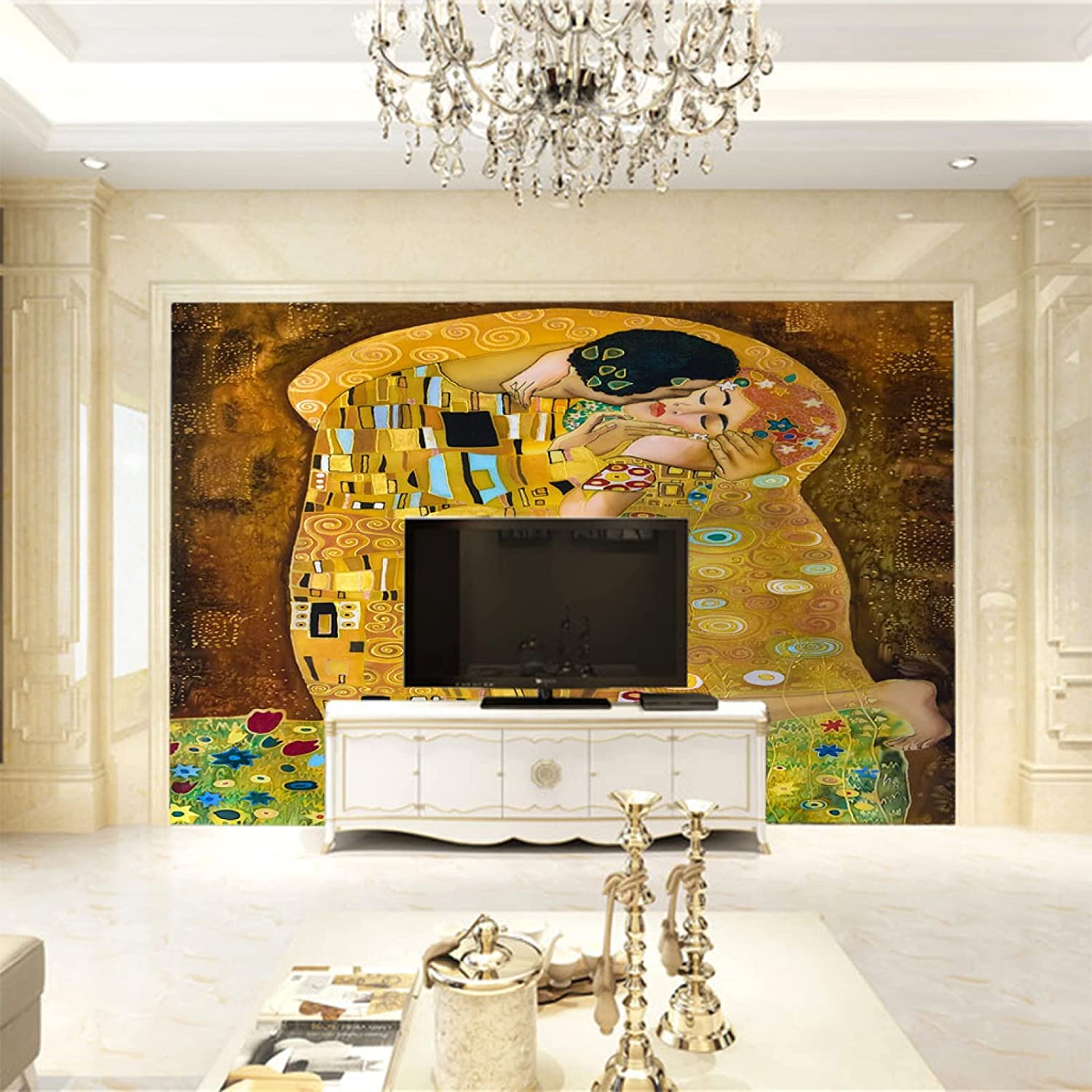 3D Papel Pintado Mural Autoadhesivo Pareja Besándose Pósteres De Pared Artística Para Pared, Pegatinas De Pared Para Sala De Estar, Tv, Sofá, Hotel Temático, Fondo De Pasillo De Lujo, Pintura De Pare