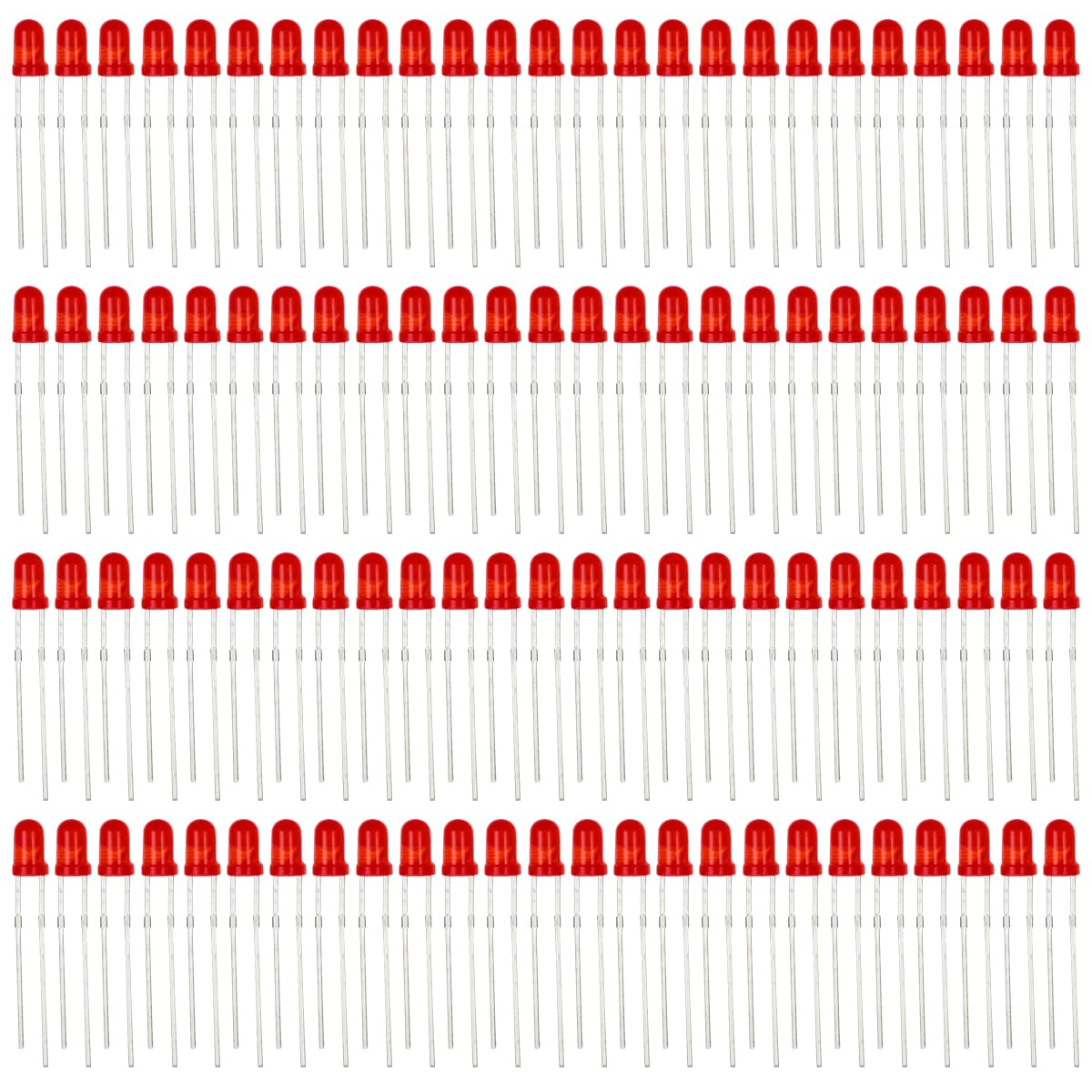 100pcs 5mm Red LED Diode Lights DC 2V 20mA 5mm Electronics Emitting Components Light Diodes LEDs Bulb