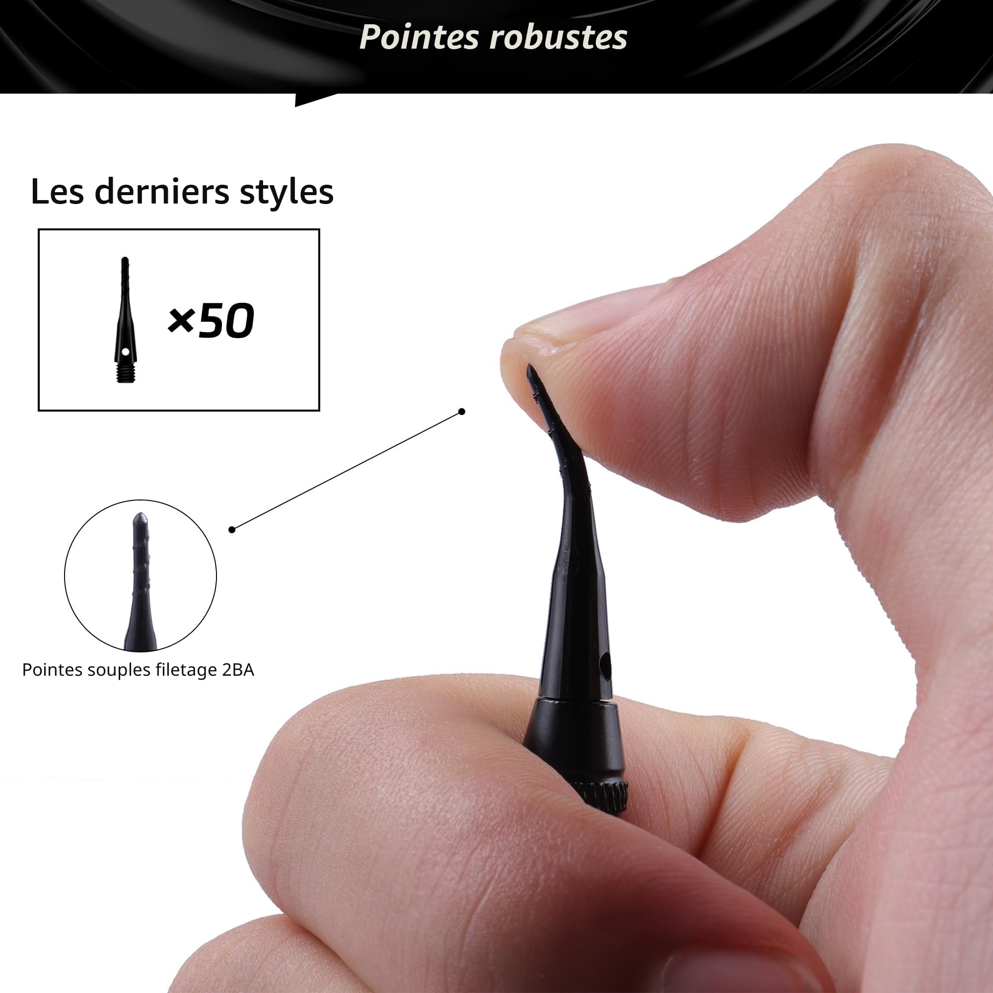 CyeeLife Flechette Pointe Plastique,12 Fléchettes avec 50 Pointe Flechette Plastique,Set de Flechettes à Pointe Souple pour Cible de Flechette Electronique,Sûre et Durable