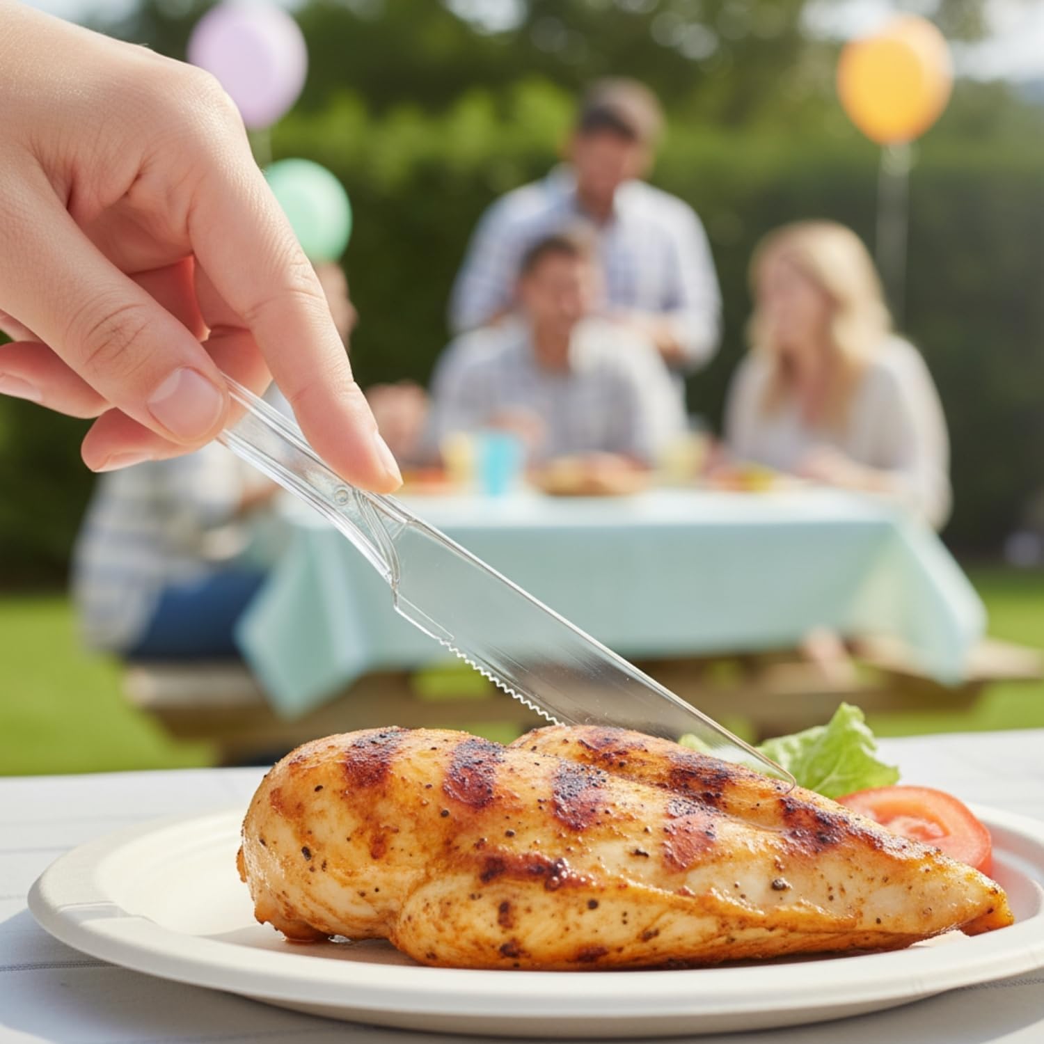 Blue Sky Clear Disposable Plastic Knives - 100 Count King Box | Crystal Clear, Sturdy & Reusable for Parties, Events, and Everyday Use