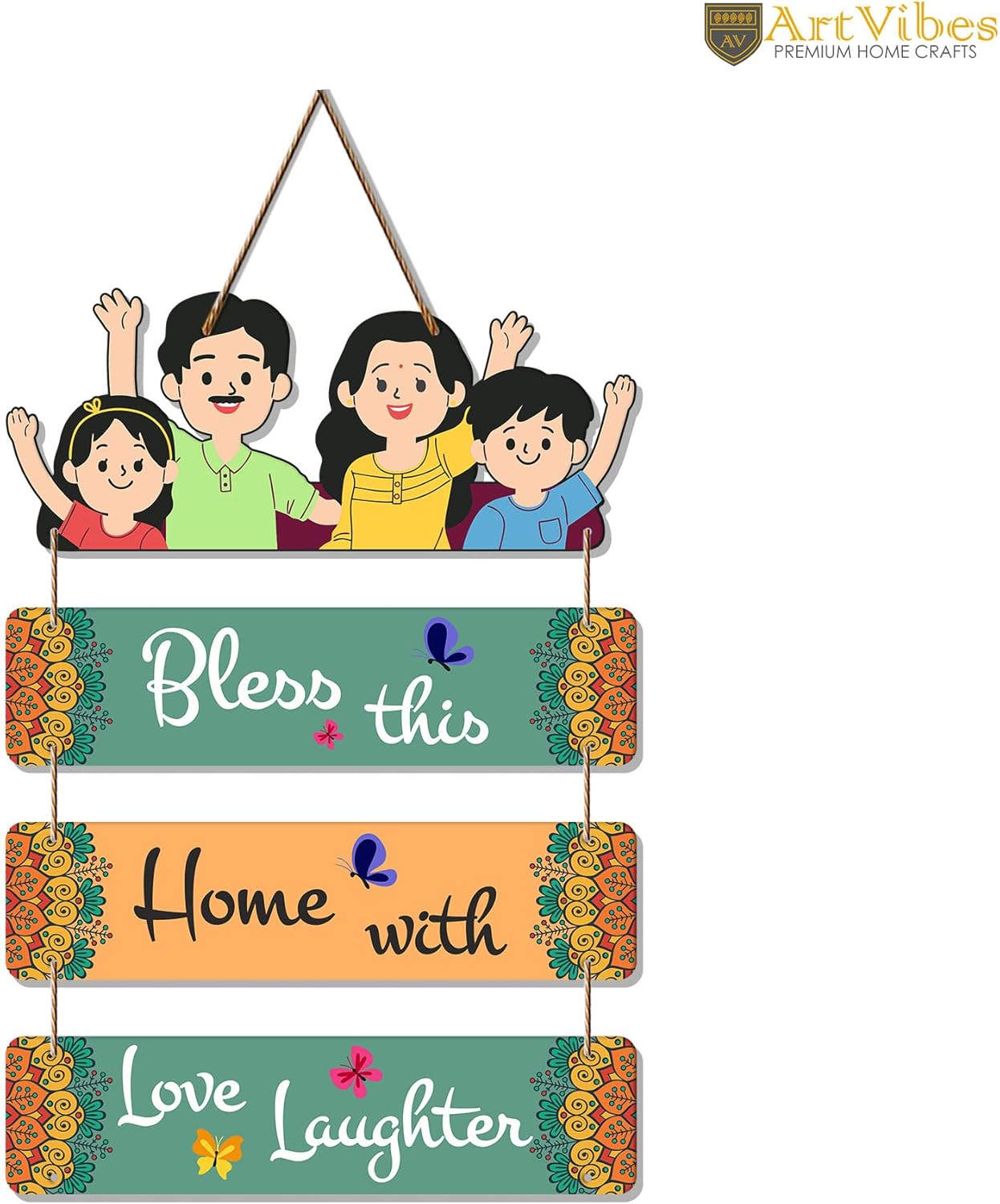 Artvibes Home Quote Decorative Wall Art MDF Wooden Hanger for Living Room | Bedroom | Gift | Wood Art Hanging For Home Decoration | Room Decor (WH_6907N) Set of 4
