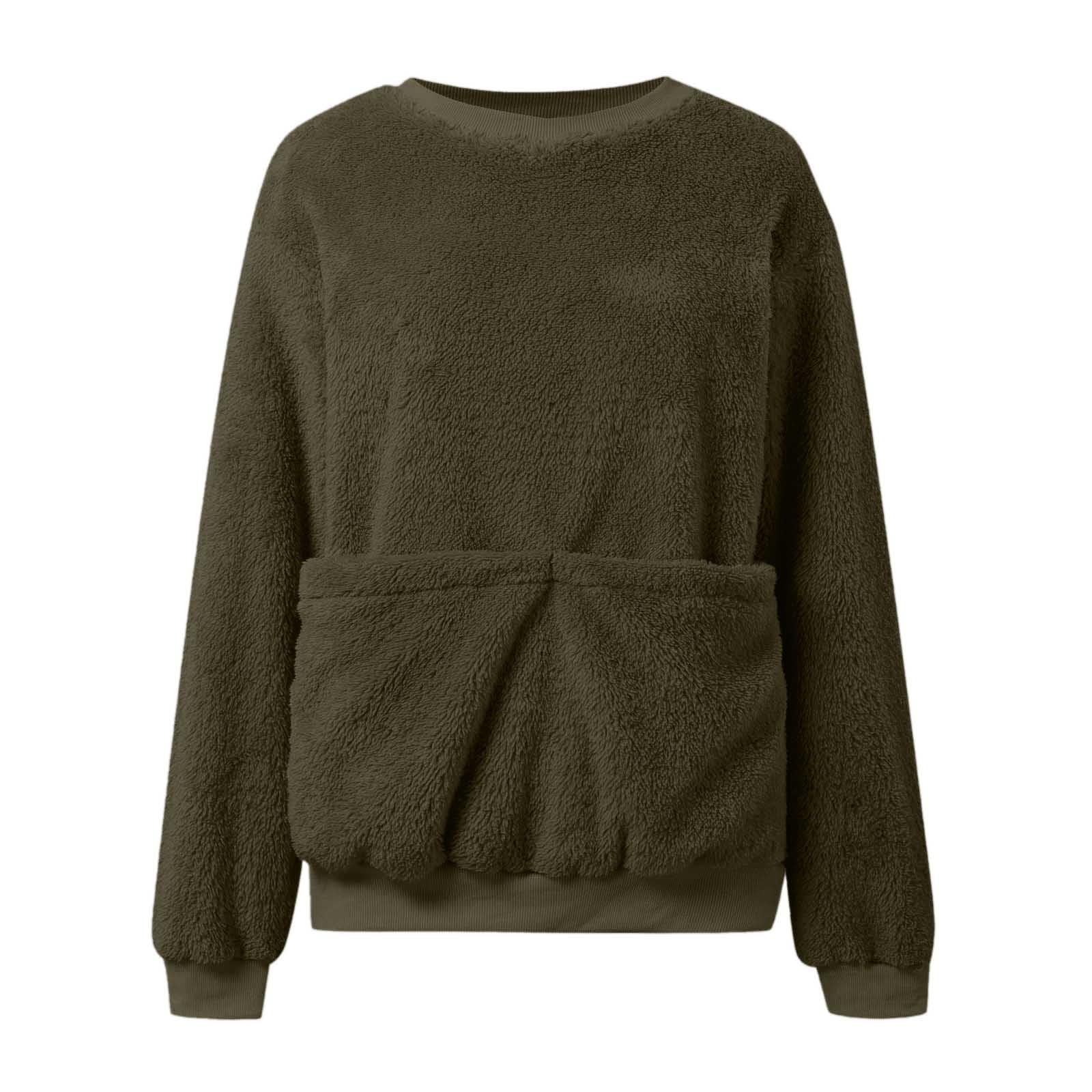 Sudadera Informal de Manga Larga con Bolsillos sólidos para Mujer, sin Capucha, para Mascotas