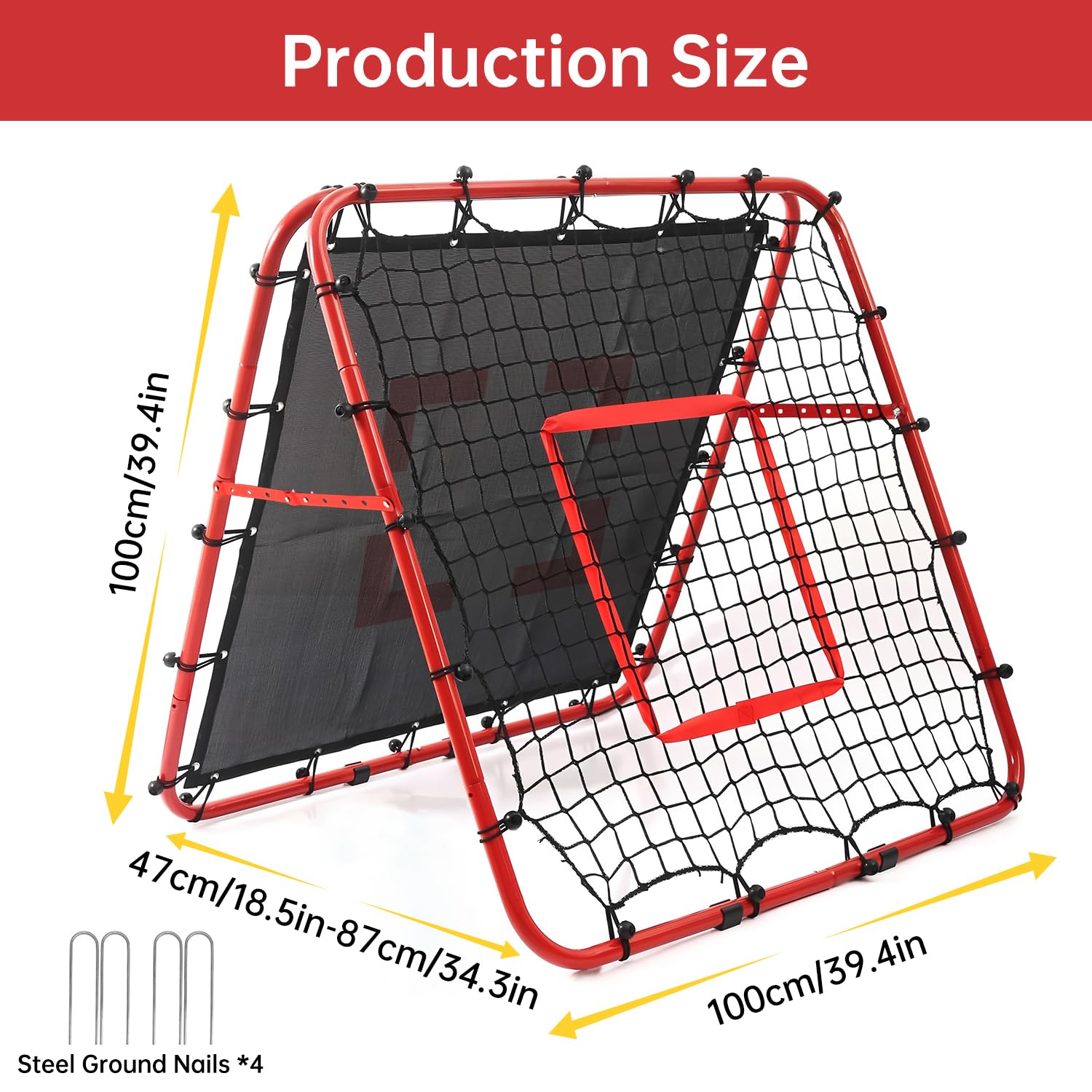 Rebounder per calcio e bambini, rete di rimbalzo per pallavolo, rete regolabile, rete di allenamento da calcio, rete di rimbalzo con obiettivo Kickback per bambini, calcio, allenamento, portoni da