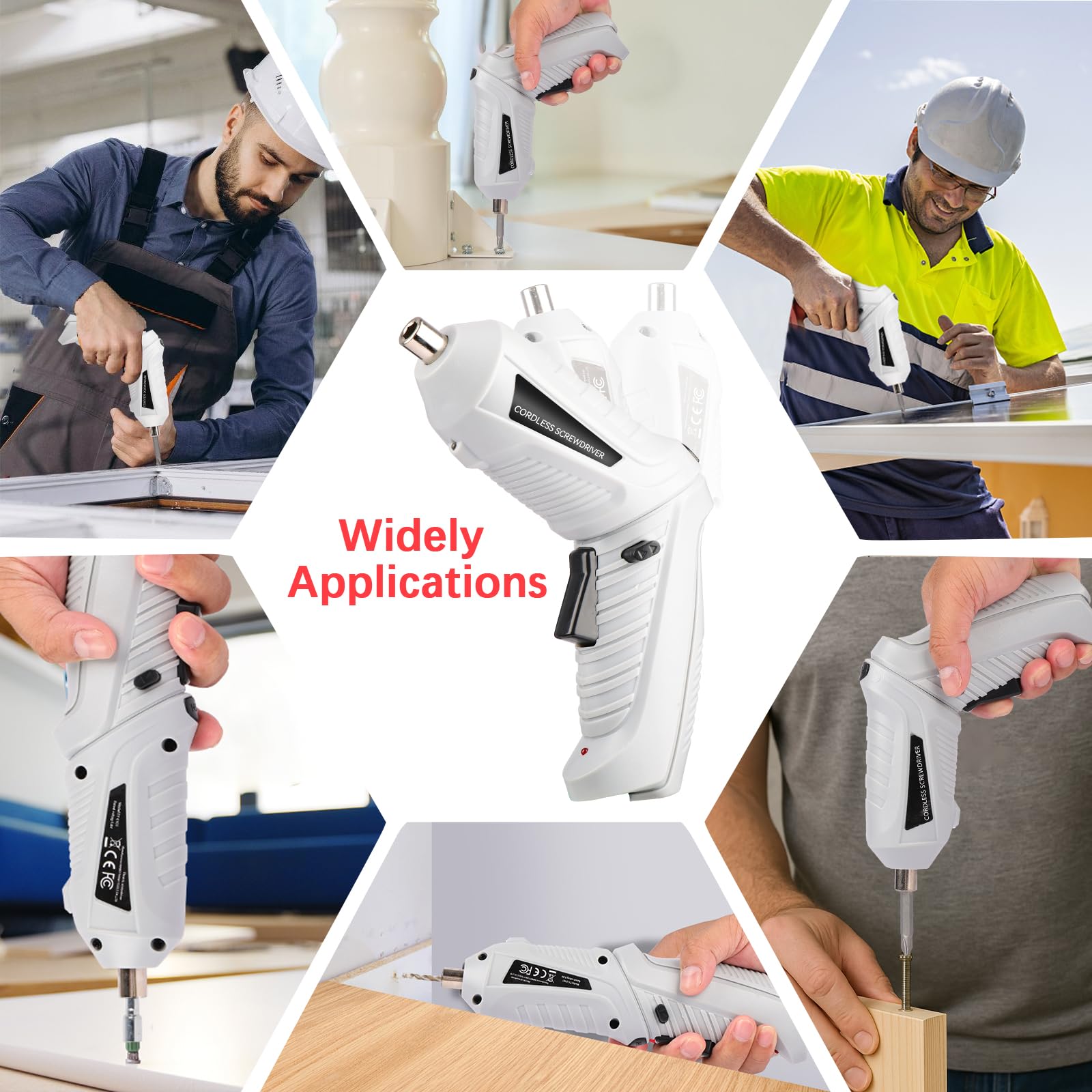 Mini Avvitatore a Batteria 3.6V: 47 pezzi Cacciavite a Batteria 1300mAh Ricaricabile USB, 2 Posizioni 90°-180°, Giravite elettrico con Coppia 3.6Nm, Luce LED, Ideale per Casa e Montaggio Mobili Nero