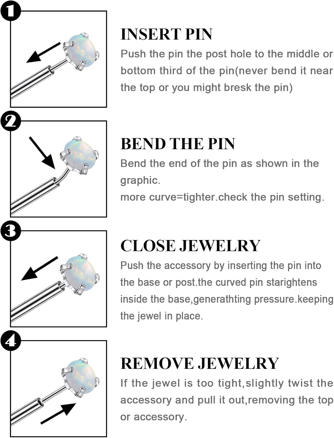 20G 18G 16G Astm F136 Titanium Threadless Flat Back Earrings Nose Studs Tragus Helix Conch Cartilage Lobe Earrings Medusa Labret Snake Bite Monroe Lip Ring Piercing Jewelry For Women Men - Image 4