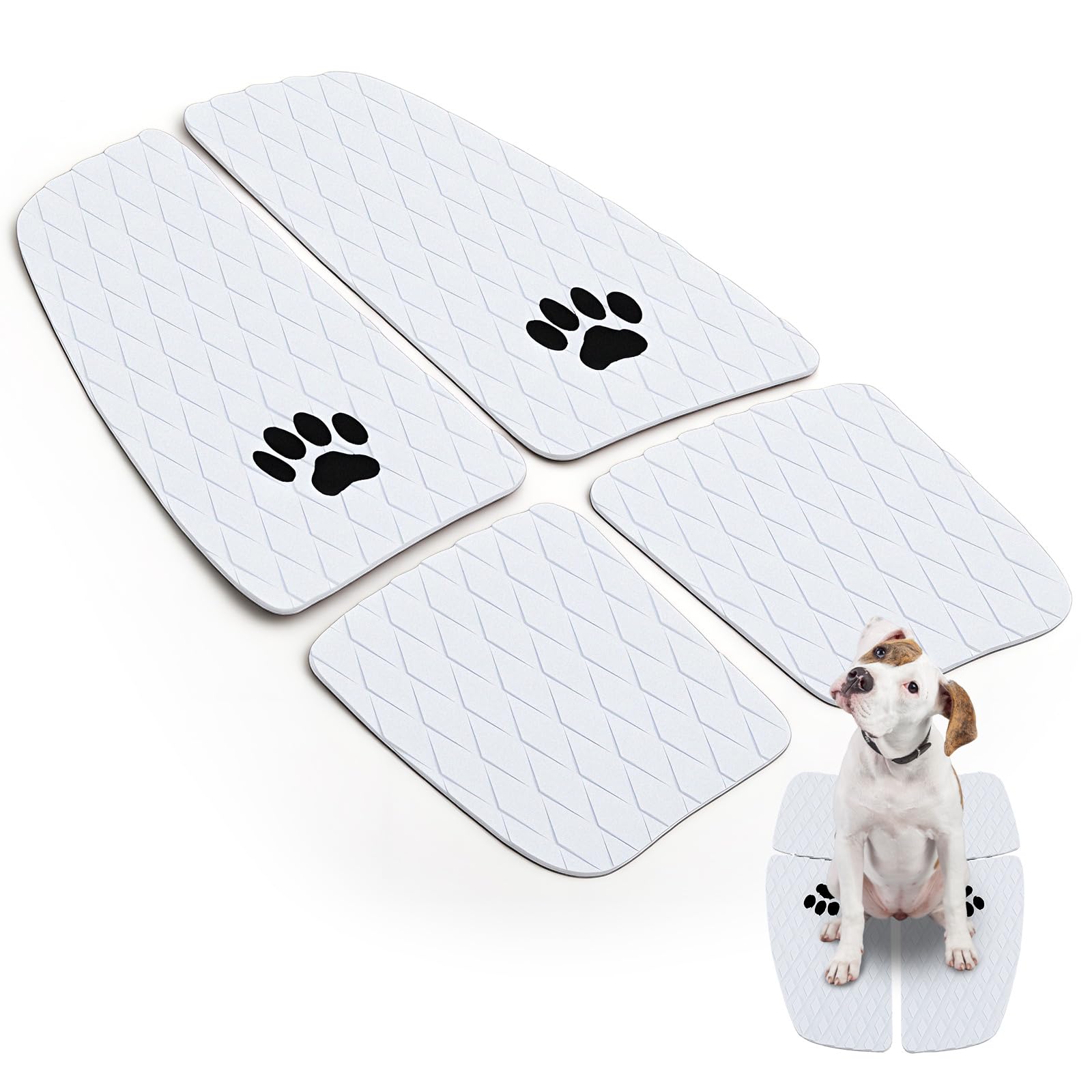 Drydiet Dog Traction Pad Dog Paddle Board Kayak Accessories 21.2 x 15.3 Inch Non Slip Deck Grip Mat Surfboard Traction Good Grip EVA Foams for SUP Paddleboard Surfboard(White)