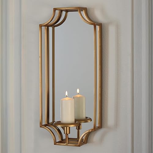 Miniatura 2 de Signature Design by Ashley Dumi Glam - Aplique de pared con espejo de 20 pulgadas, se adapta a vela de 1 pilar, dorado