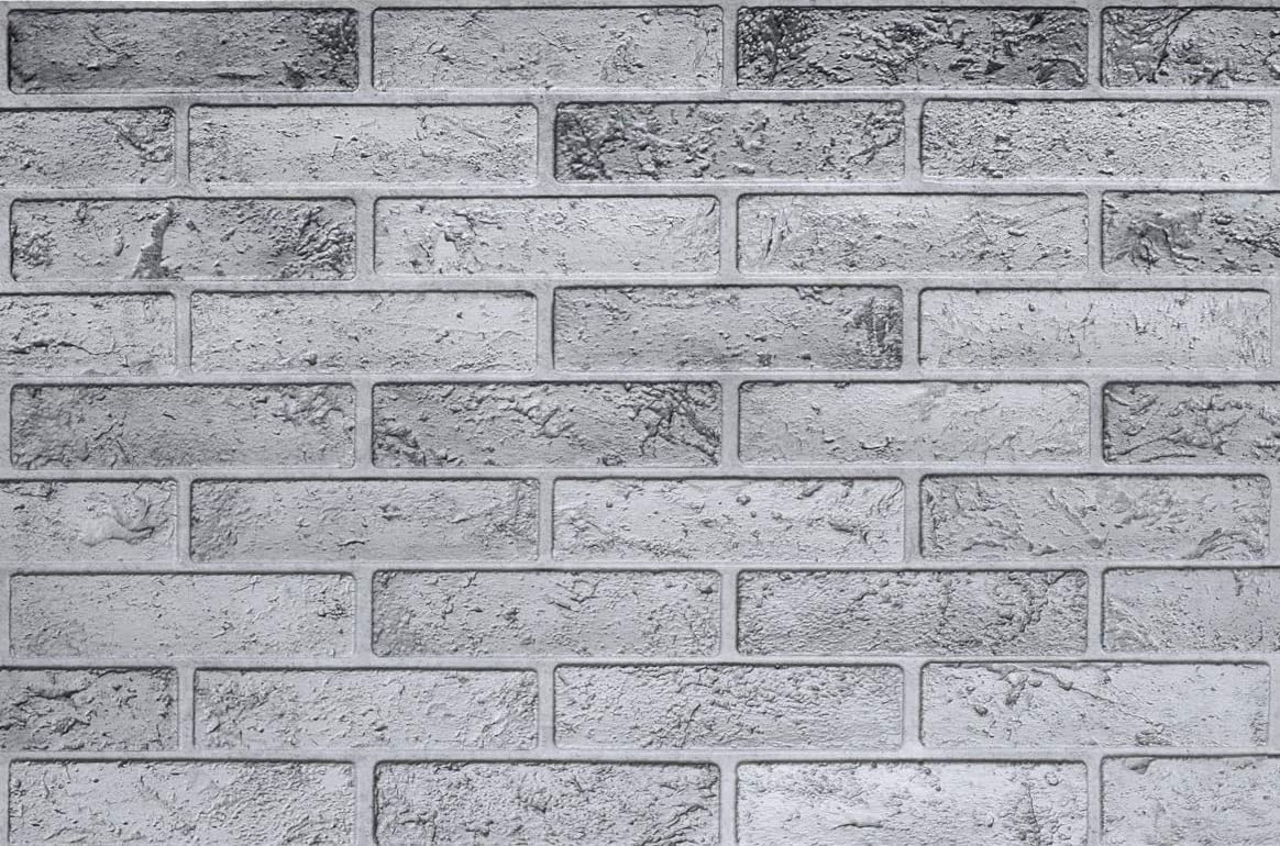 PVC Plastic Wall Panels 3D Decorative Tiles Cladding - Gray Brick (Pack 8 pcs/3.84 sqm)
