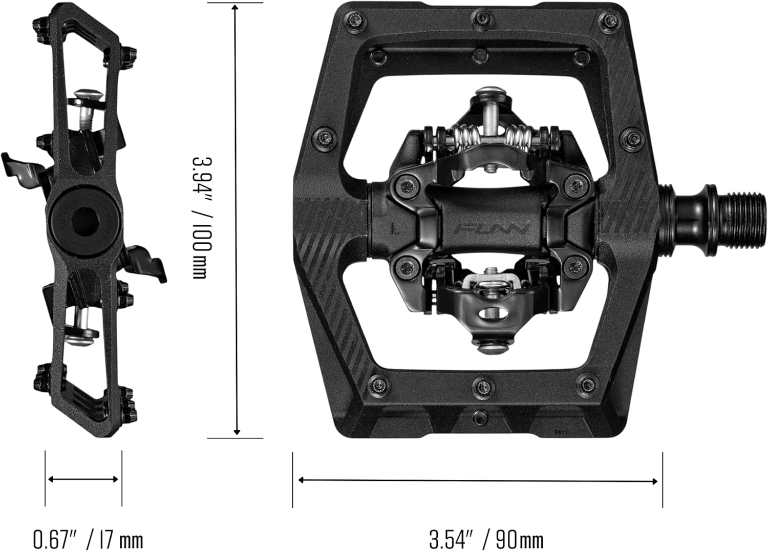 Funn Ripper2 Mountain Bike Clipless Pedals, Compatible with SPD Cleats, 9/16" CrMo Axle Bicycle Pedals