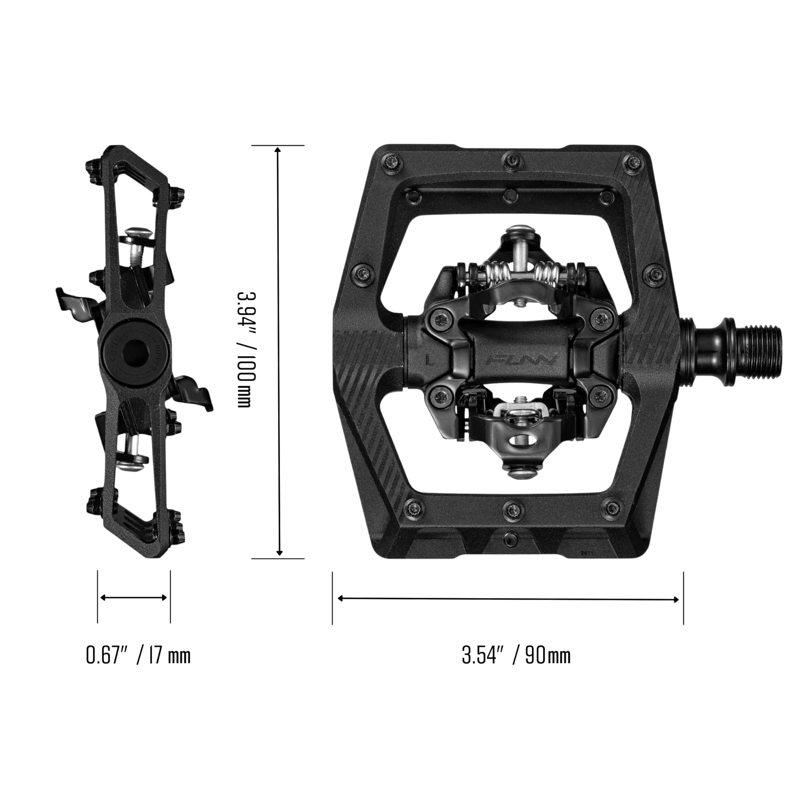 Funn Ripper2 Pedales Automáticos MTB, Enganche Angular, Calas SPD | cuerpo central AL6061 forjado, plataforma cóncava, eje CrMo, rosca 9/16", enganche a 15 grados, Trail Enduro DH