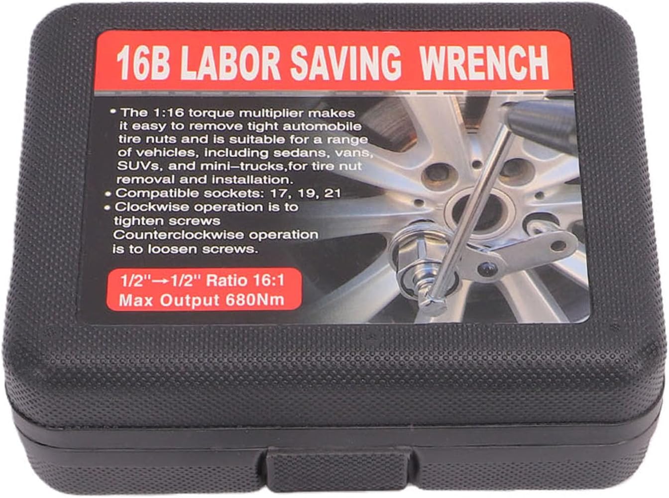 Fafeicy Torque Multiplier Wrench Set 1:16 Ratio 680NM 1/2 Inch Drive Heavy Duty Lug Nut Remover with 4 Sockets for Truck Trailer Auto Tire Repair