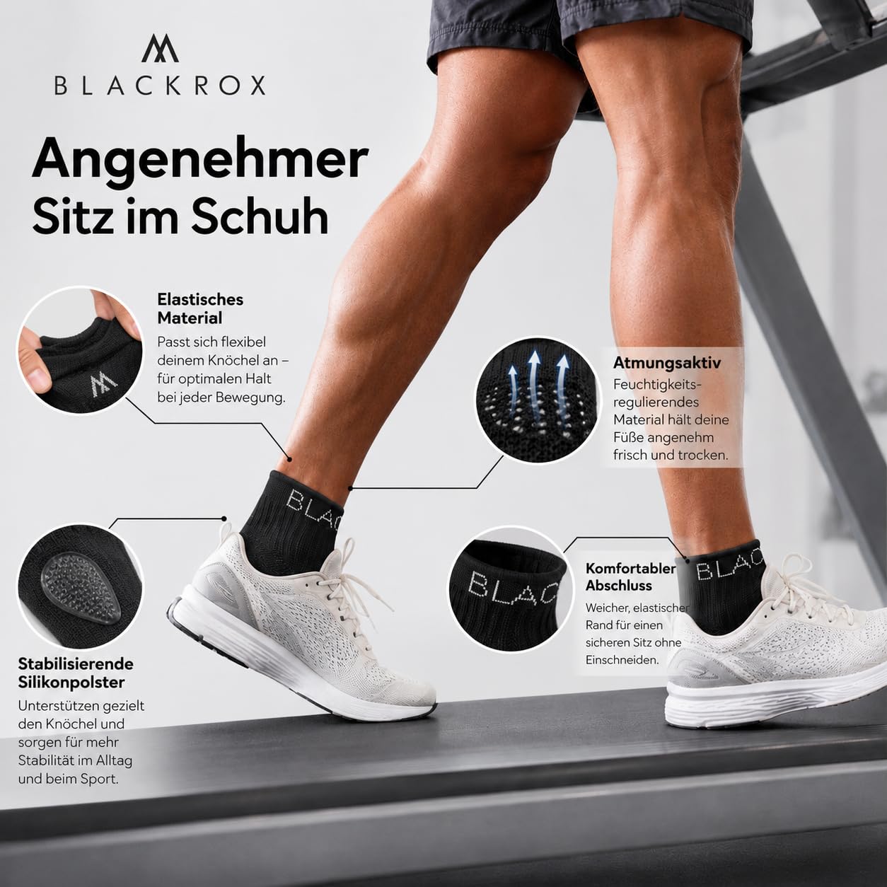 BLACKROX Sprunggelenkbandage [Vergleichssieger 2026] Gr. S-L | Für Damen & Herren | Bandage für das Fußgelenk | Perfekt für Sport, Fußball, Joggen & Bodybuilding | ANANKLE | Schwarz Gr. M