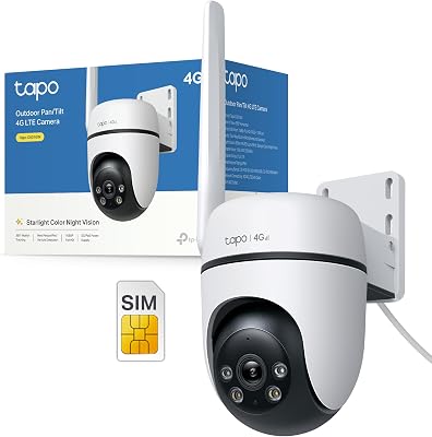 Tapo C501GW Telecamera 4G LTE da Esterno con Slot SIM, FHD 360° PTZ, Visione Notturna a Colori Starlight, IP66, AI Smart, Allarme Sonoro/Luminoso, Alimentato da DC o PoE, Senza Wi-Fi né Batteria