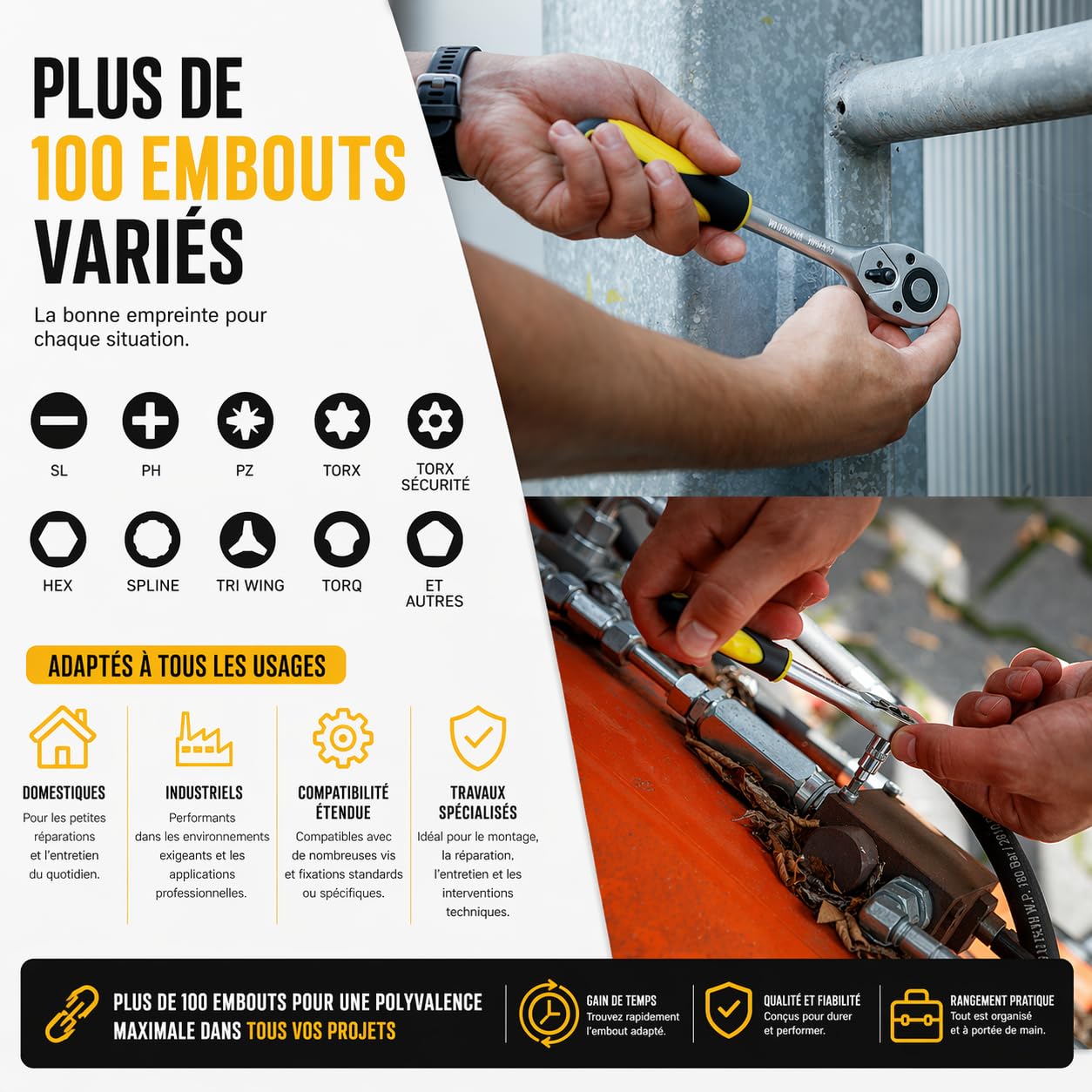 TOPEX Coffret Clés à Douilles 219 Pièces Jeu Complet 1/2 3/8 1/4 Acier CrV Cliquets Douilles Embouts E TORX Rallonges Adaptateurs Clés Mixtes avec Mallette 38D853