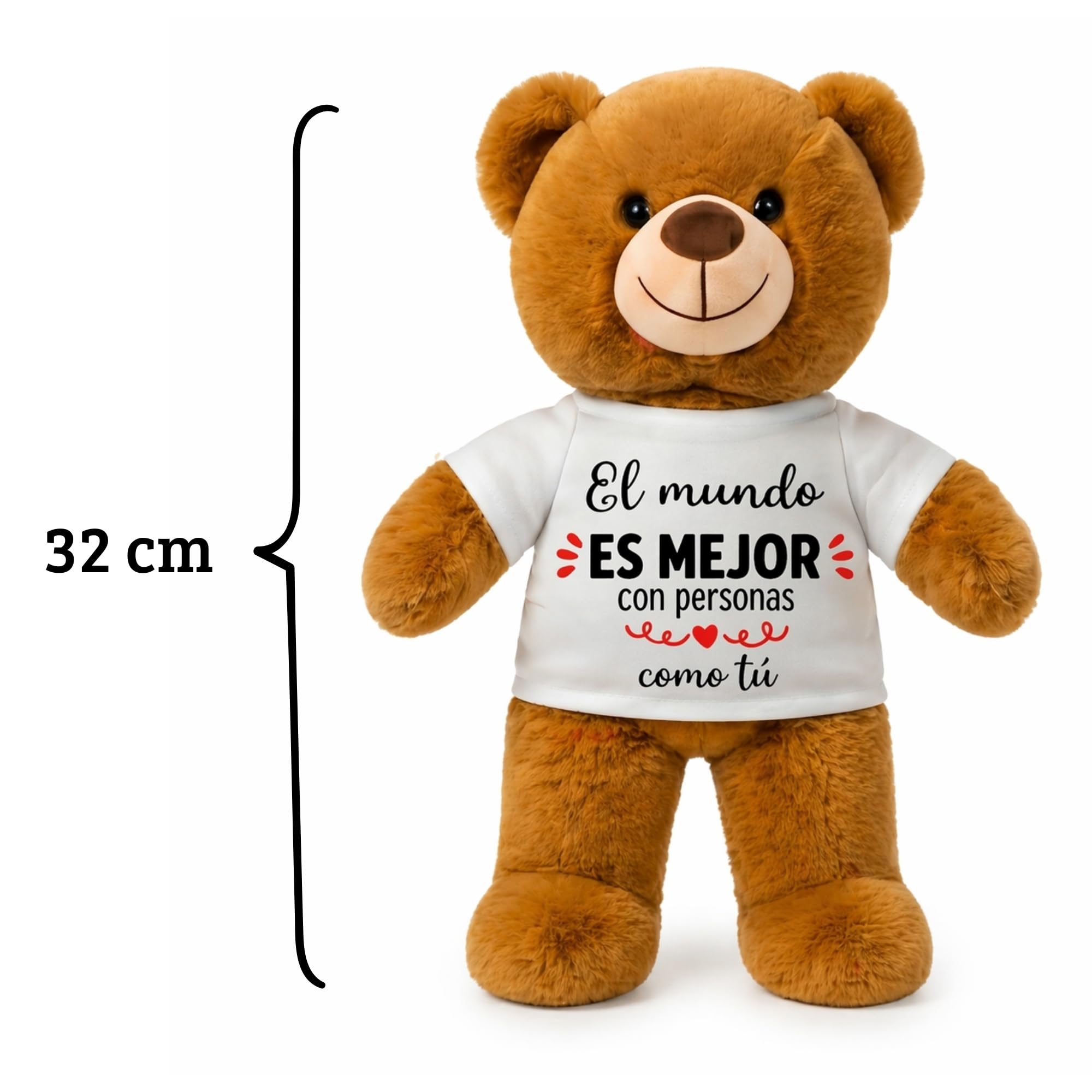 Peluchilandia Regalos Originales para Mujer y Amigas - Osito de Peluche con Mensaje Emotivo en Caja Regalo - Detalle para Cumpleaños, Enamorados o Día de la Madre (MARRÓN)