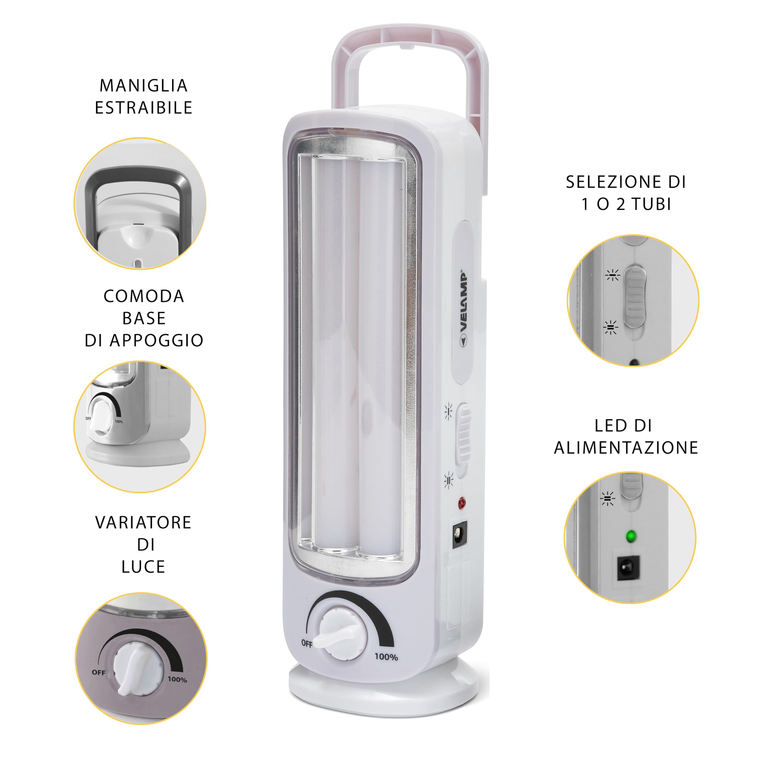 Velamp Twix lampa awaryjna, szara, 23 cm