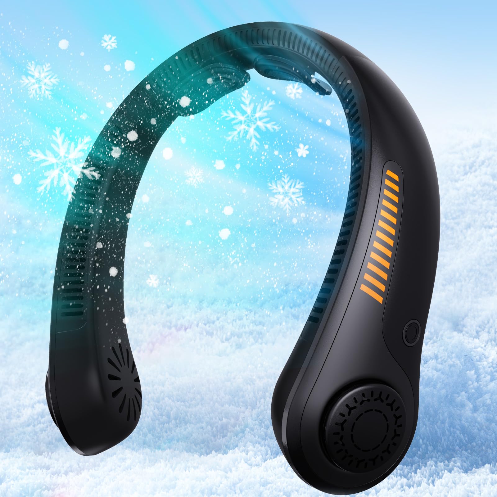 JMOSTRG Neck Fan Rechargeable - Portable Personal Fan with Neck Support, 5 Speeds Full Surround Cooling, Battery Operated Bladeless Fan Quiet