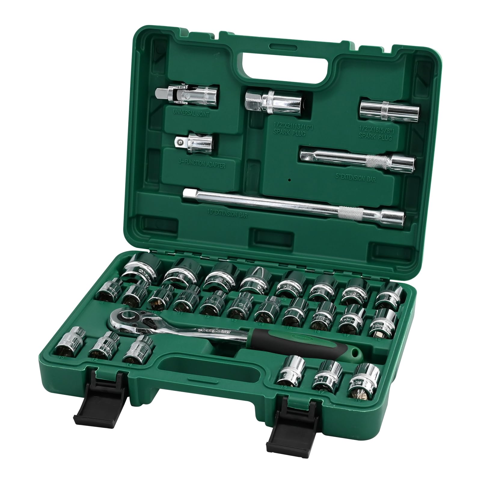 Lot de 33 outils de mécanicien, entraînement de 1,3 cm, clé à douille métrique CR-V pour mécaniciens professionnels universels, amateurs de bricolage, réparation automobile et domestique avec