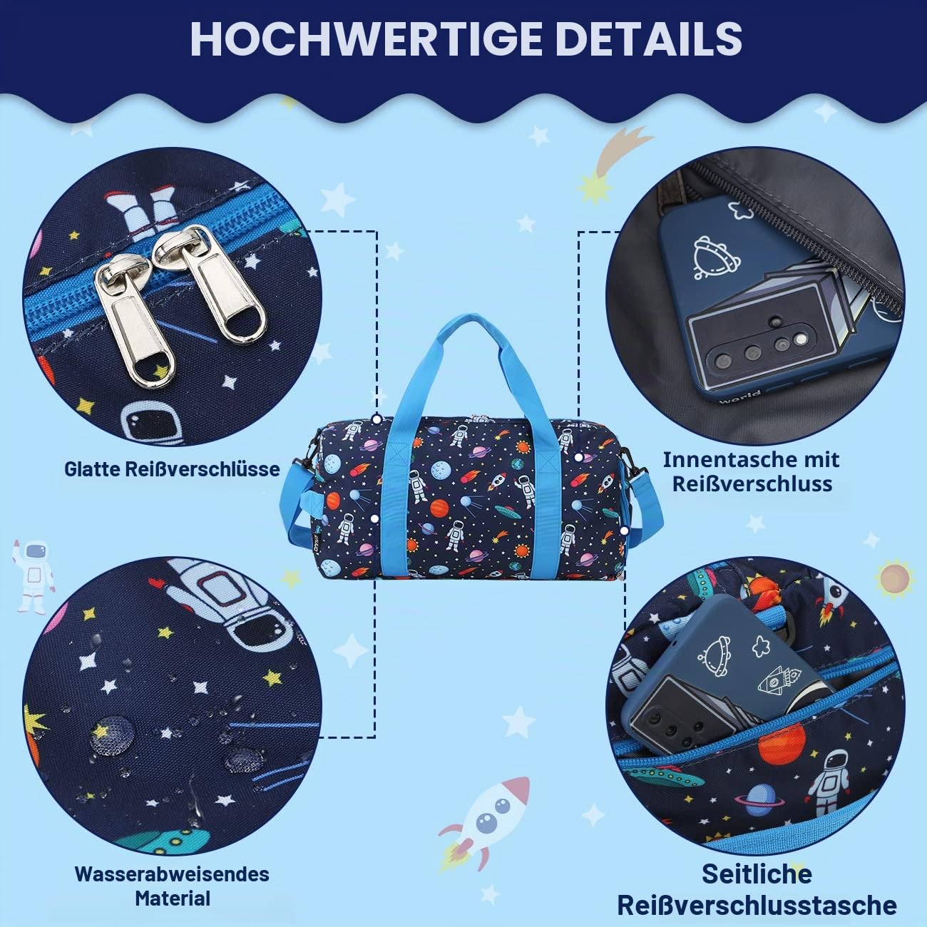 Reisetasche Kinder Jungen,RAVUO Wasserdicht Sporttasche Trainingstasche Mit Nassraum, Duffle Bag Schwimmtasche Badetasche Groß für Schule Reisenthel