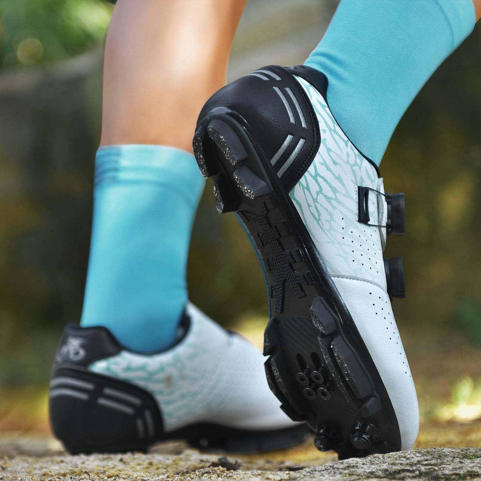 SDEQA Zapatilla de MTB Hombre, Zapatos Bicicleta de Montaña Compatible con SPD Pedales de 2 Tornillos con Calas Zapatilla de Ciclismo Unisex Adulto
