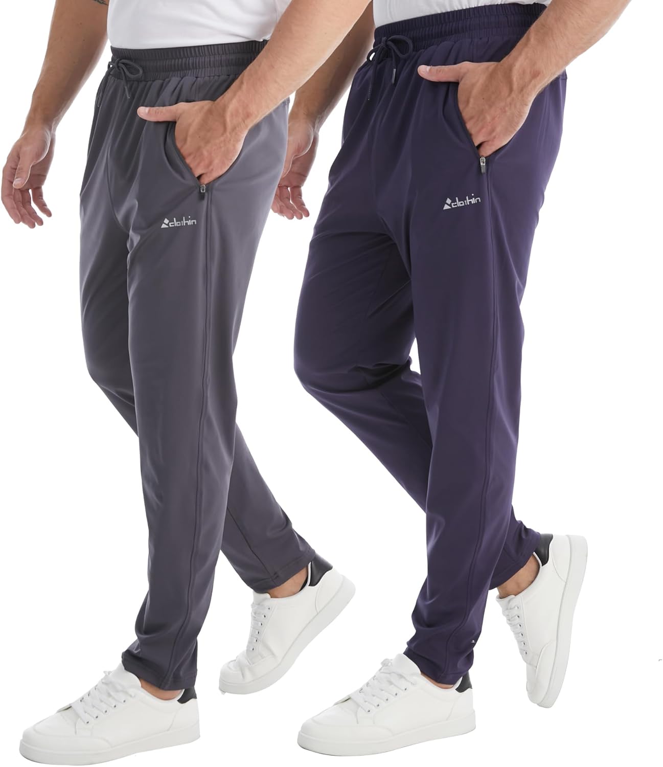 clothin Men's Athletic Pants with Zipper Pockets Running Sweatpants for Jogging Workout Training Lounge Casual Sport