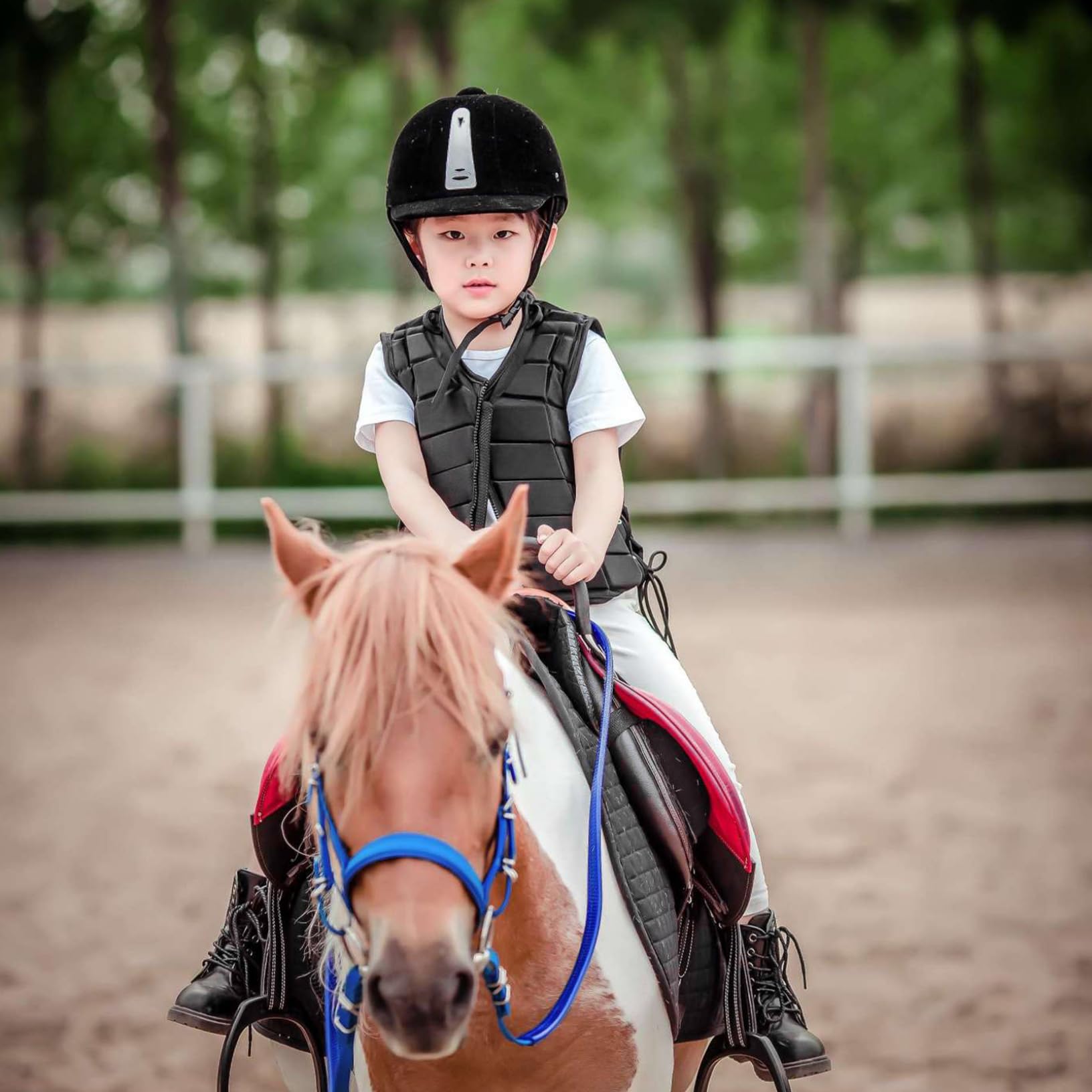 Air Vest Equestre - Gilet da equitazione di sicurezza protettivo per assorbimento degli urti, con cerniera, cinturino regolabile, morbido e traspirante, per donne, ragazzi, ragazze, bambini