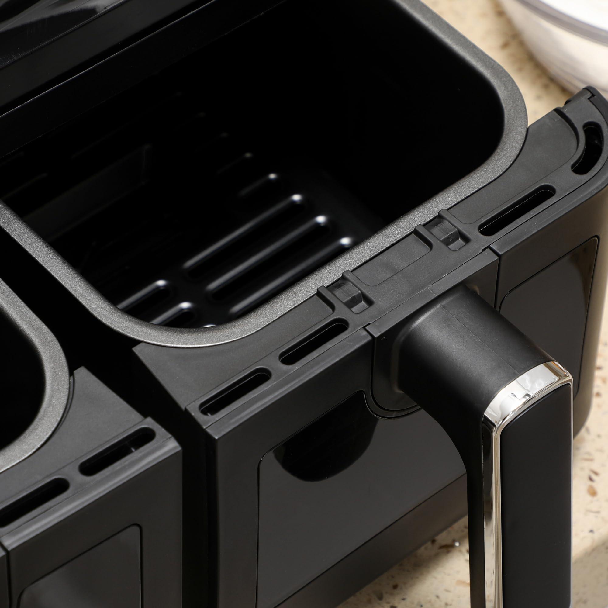 HOMCOM Freidora sin Aceite Doble 8L 2500W 38,5x38x30,5 cm Negro | Freidora de Aire, 8 Programas, Pantalla LED Táctil, Temperatura Ajustable 80-200℃, Temporizador, Cesta Antiadherente