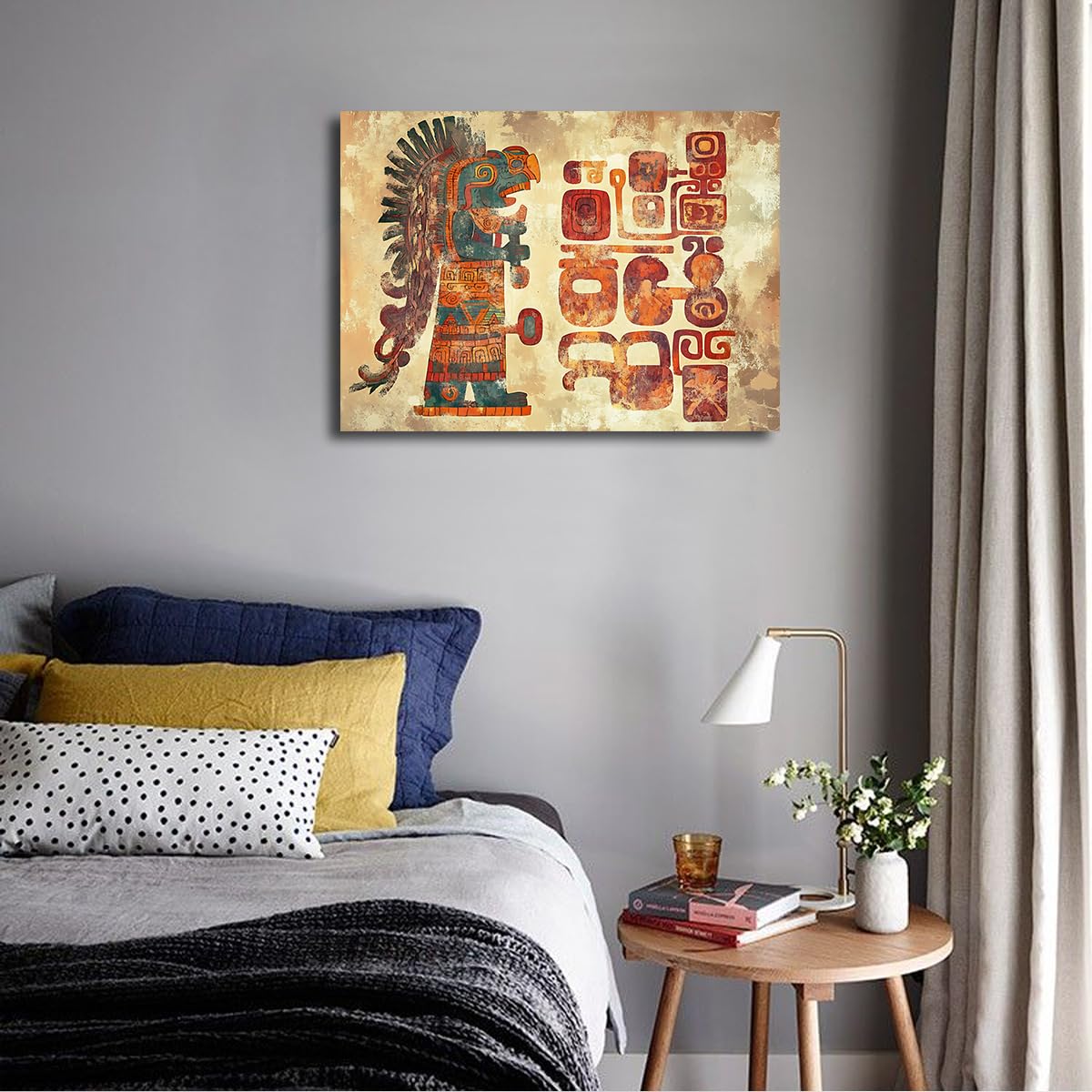 TOANGWALL Starożytny hieroglificzny plakat rdzenny wojownik wzór obraz vintage plemienny sztuka ścienna salon sypialnia jadalnia salon dekoracja domu 85 x 100 cm