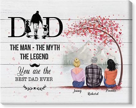 Gossby Personalized Dad Canvas - Custom Man Myth Legend Gift for Father