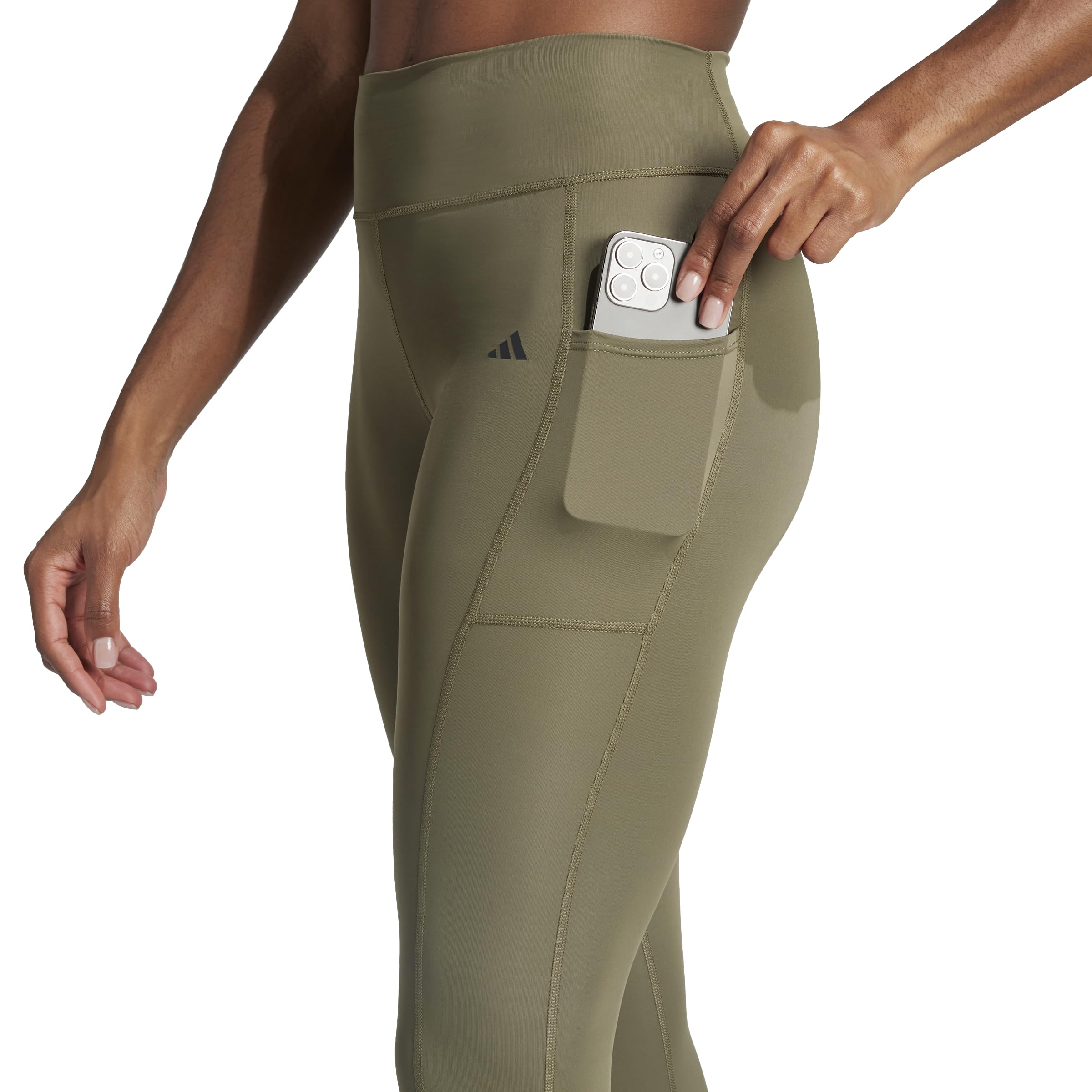 adidas Mallas de entrenamiento para mujer Optime de longitud completa, Olive Strata, XS