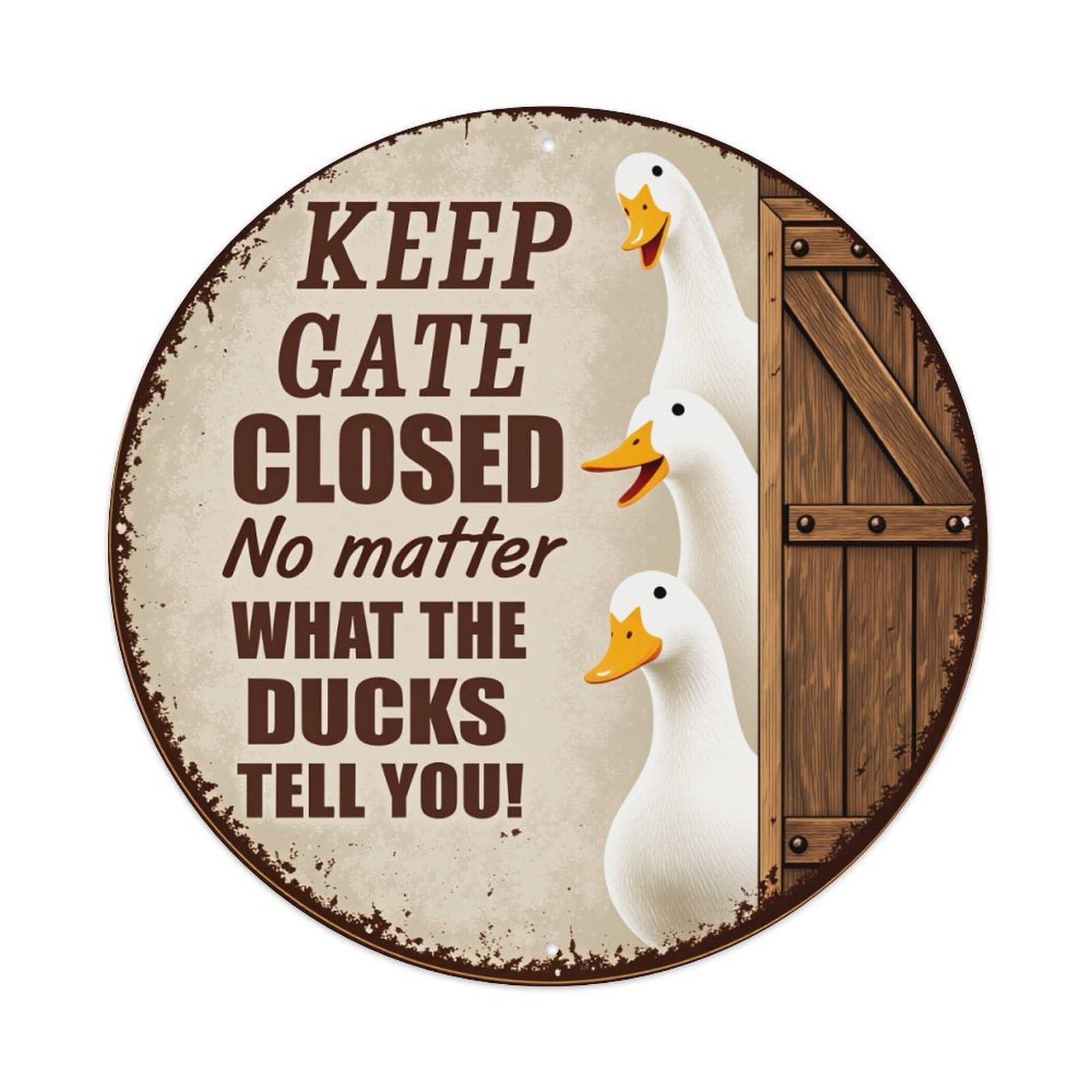 Keep Gate Closed Ducks Tell Metal Tin Sign Vintage Garden Bedroom Cafe Bar Man Cave Home Wall Decor Metal Poster 8x8 inches