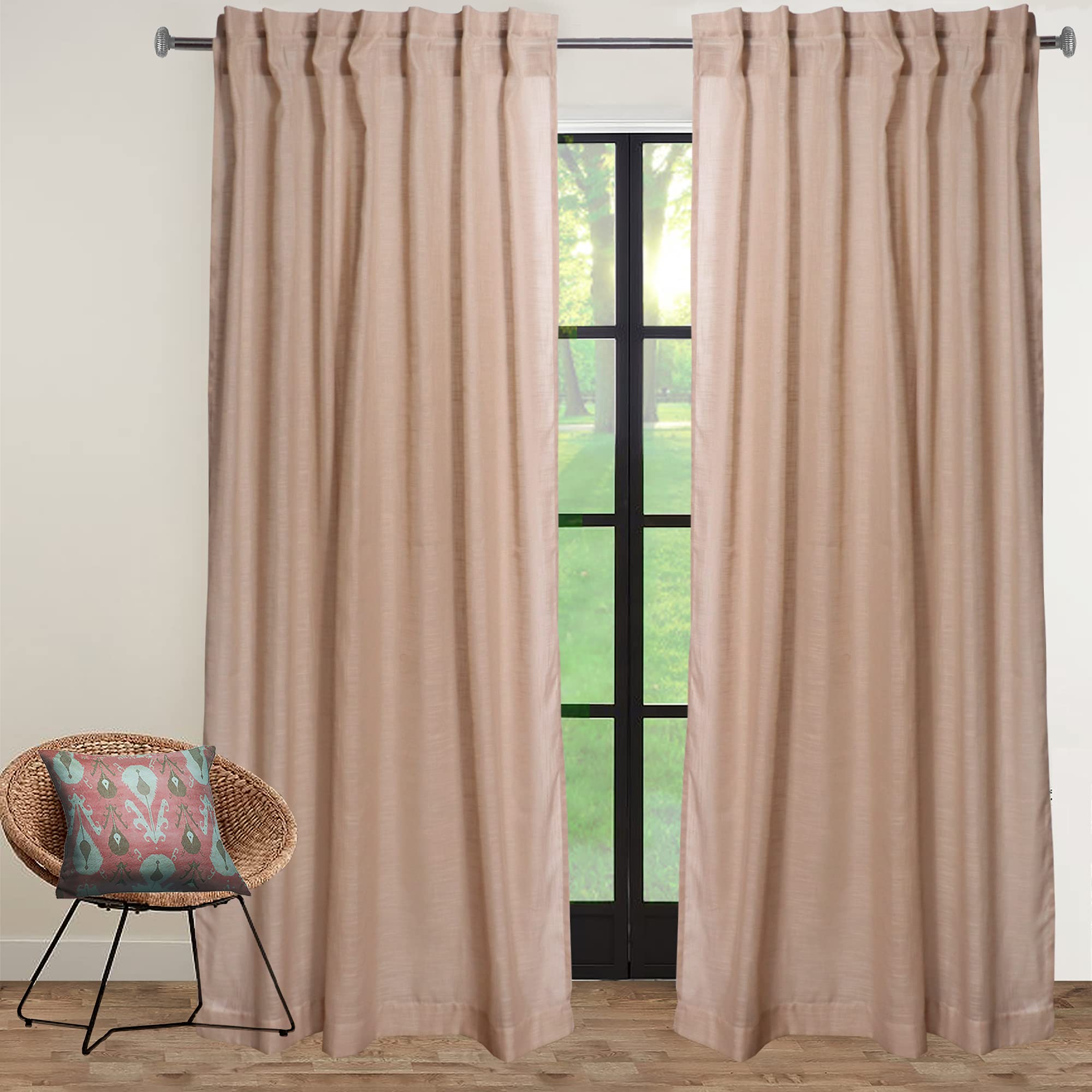 ZEBA World Semi Transparent Door Sheer Curtain 7 feet | Bedroom and Living Room | Soft and Light Weight | Solid in Cream Color - 54x84 inches (Pack of 2)