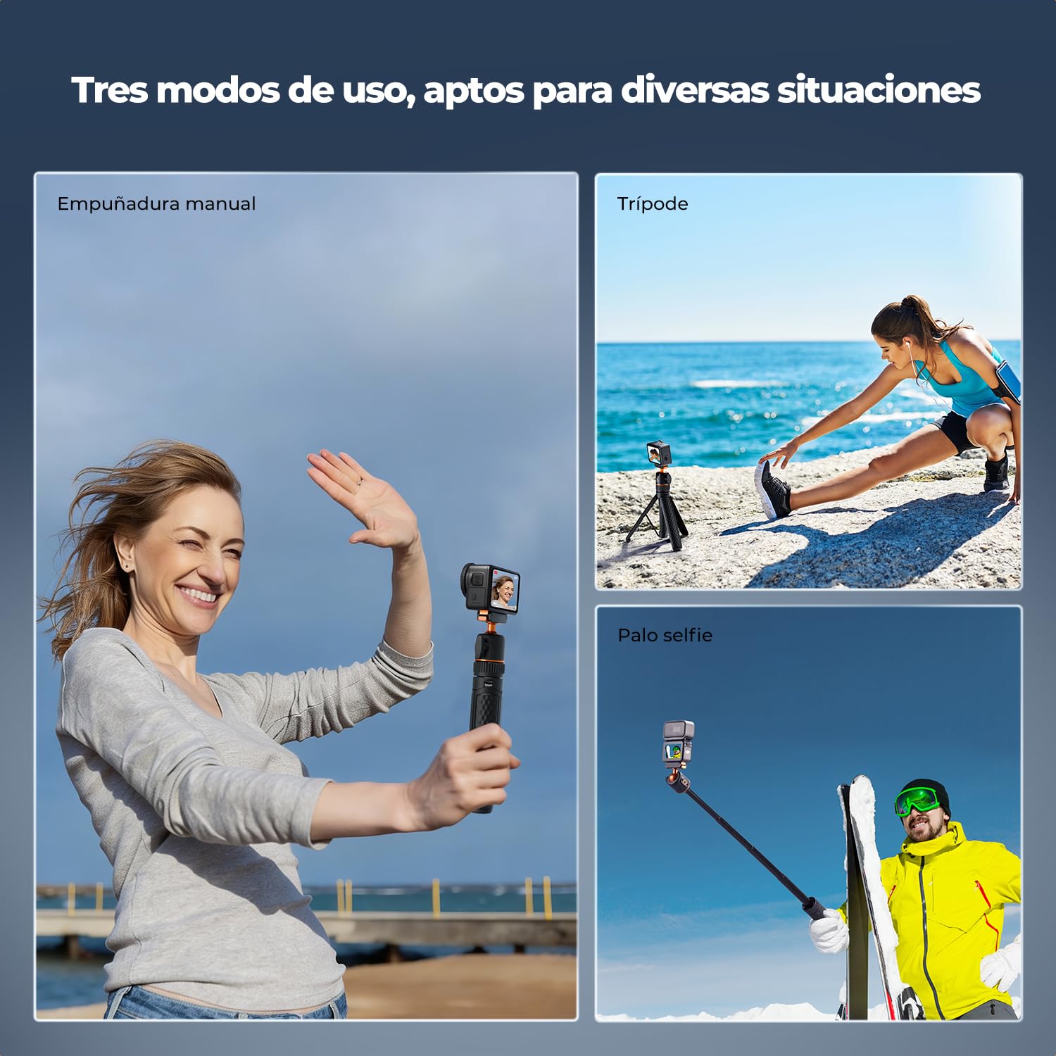 K&F CONCEPT Palo Selfie Trípode de 65 cm para dji Osmo Nano/Osmo Action 6, Monopie Selfie Extensible, Palo Selfie de Cierre Magnético Rápido con Cabeza Esférica de 360°, Soporte/Vlog para Vlogging