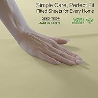 Vista 6 de RUVANTI Sábana bajera ajustable 100% algodón tamaño matrimonial – Sábana bajera de percal refrescante crujiente – transpirable y duradera – Bolsillo