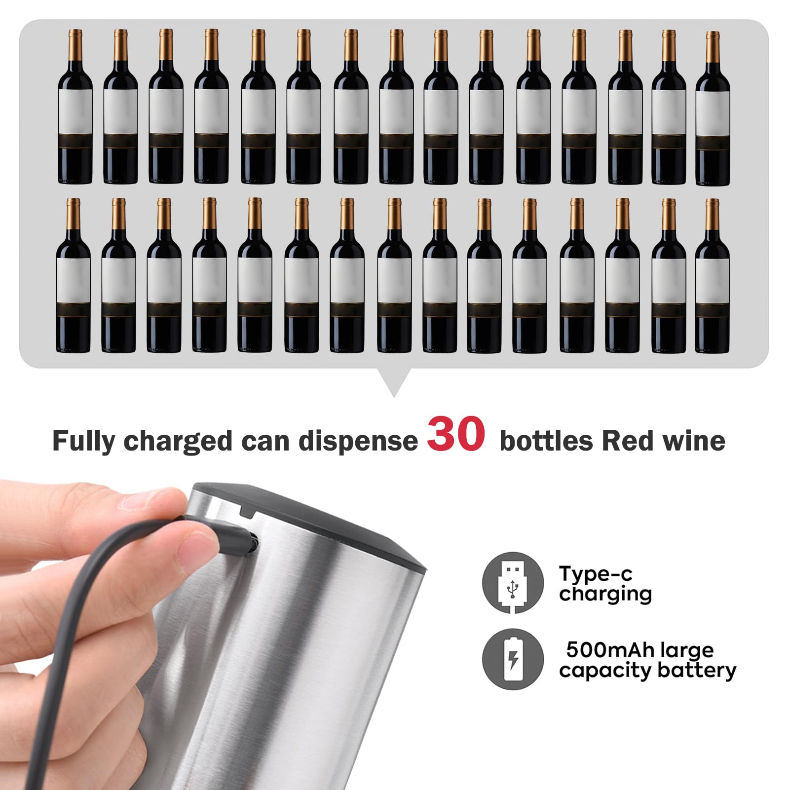 Aeratore & Dosatore elettrico per vino, 2 in 1 Decanter per vino automatici intelligenti, Opzione Regalo Perfetta per gli Amanti del Vino