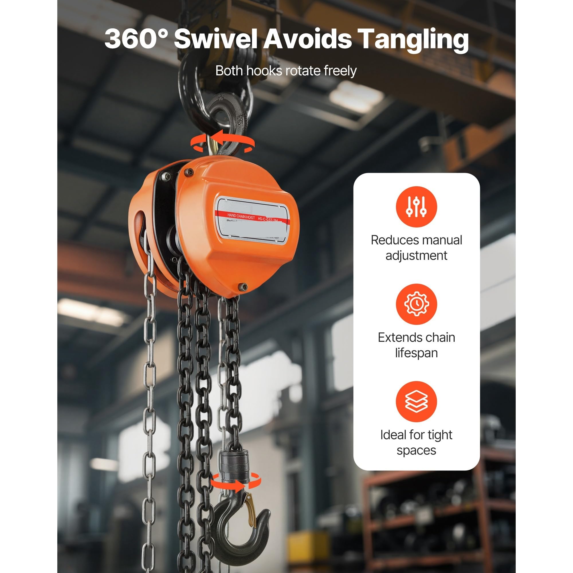 Aggiornamento manuale del paranco a catena G80 galvanizzato 10 piedi/20 piedi puleggia altezza di sollevamento per garage Argani elettrici(2T 20FT)
