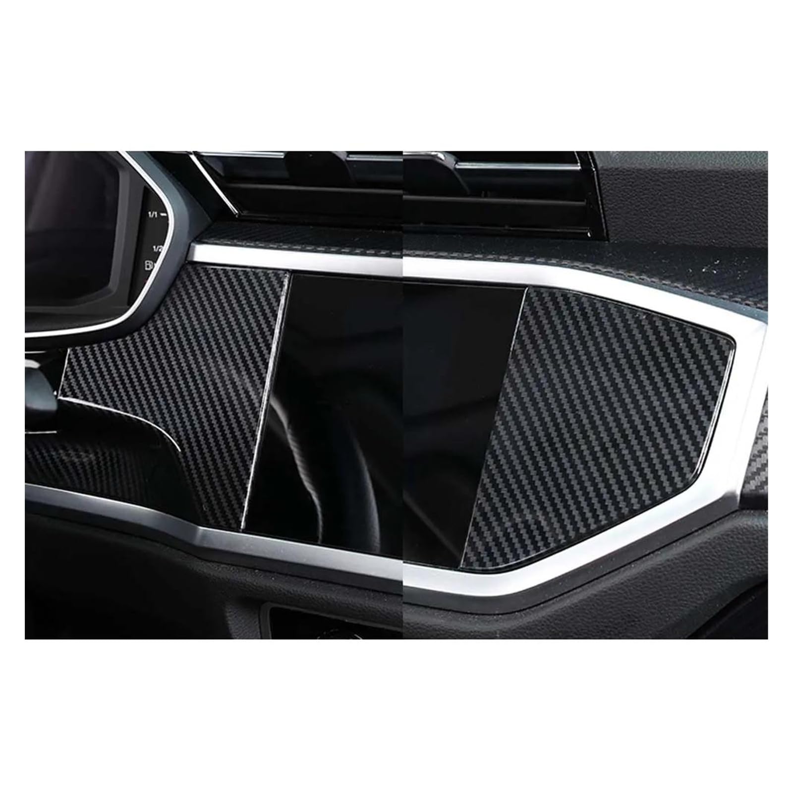 Autocollant Fibre Carbone Pour Tableau De Bord Audi Q3 2019-2022 (LHD) - Garniture Console Centrale