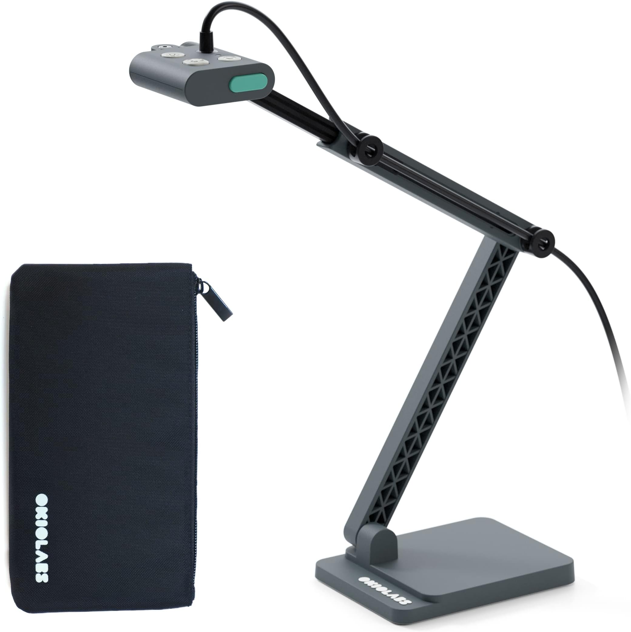 OKIOCAM S2 Pro 4K USB Visualiser with OKIOPoint AI-Tracking, 13-mp, Webcam and Document Camera for Teaching, with LED Light, for PC/Mac/Chromebook, comes with Type-C Adaptor