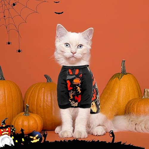 Miniatura 4 de Sudaderas con capucha de Halloween para perros pequeños sudadera para cachorros, fantasmas, murciélagos, disfraz de calabaza cálida de invierno,