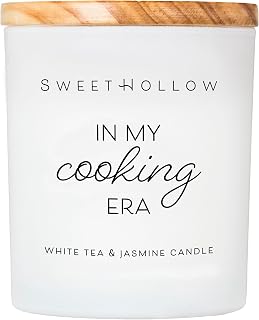 SweetHollow In My Cooking Era Candle, Gift for Home Cooks and Bakers, Highly Scented & Long Lasting Luxury Coconut Wax, Large, White Tea & Jasmine
