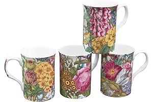 Garden Party 9-Ounce Bone China Mugs (Set of 4)
