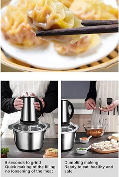 Diydeg Electric Food Processor, Stainless Steel 4L Large Capacity Food Chopper with 5 Blades, Electric Food Chopper Meat Grinder for Meat Vegetable Fruits Nuts Baby Food, Diydegae86b9xzgv