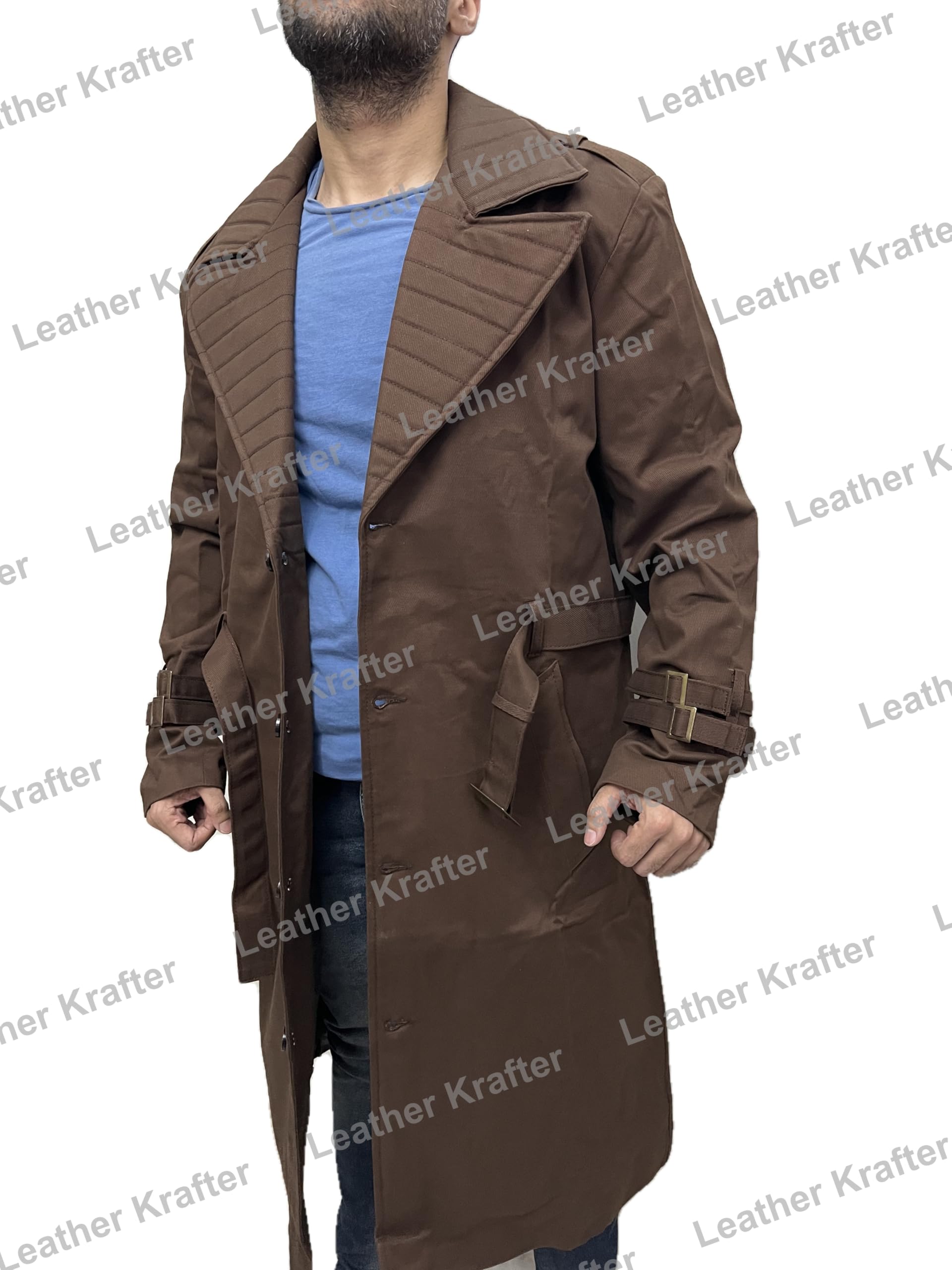 LEATHER KRAFTER Gambit X-men 97 Trench Over Military Long Cotton Coat Jacket (US, Alpha, Small, Regular, Regular, Cotton)