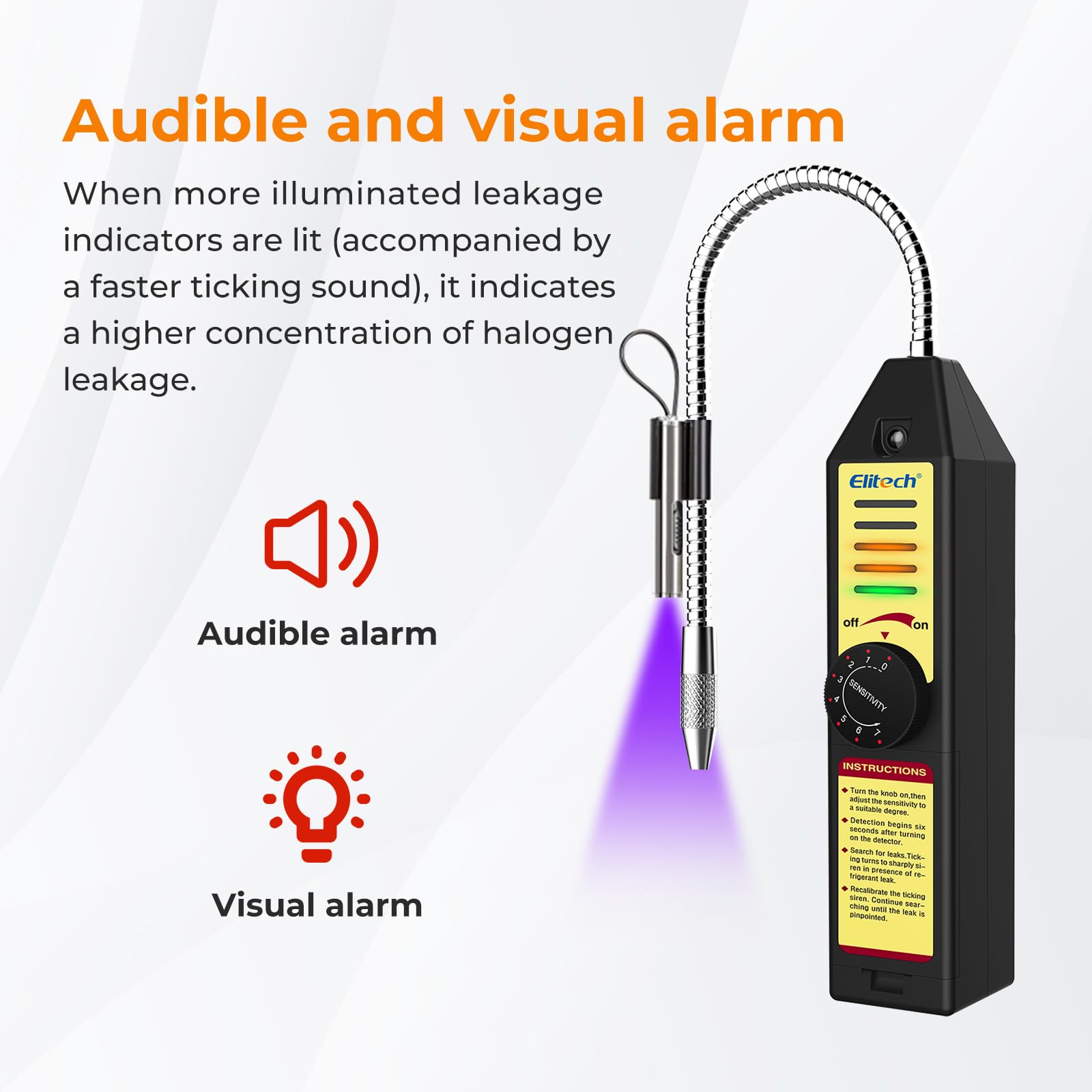 Elitech WJL-6000UV Detector de Fugas de Refrigerante HVAC Detector para Aire Acondicionado Automóviles Probador de Freón Halógeno R22 R34 R410A R134A