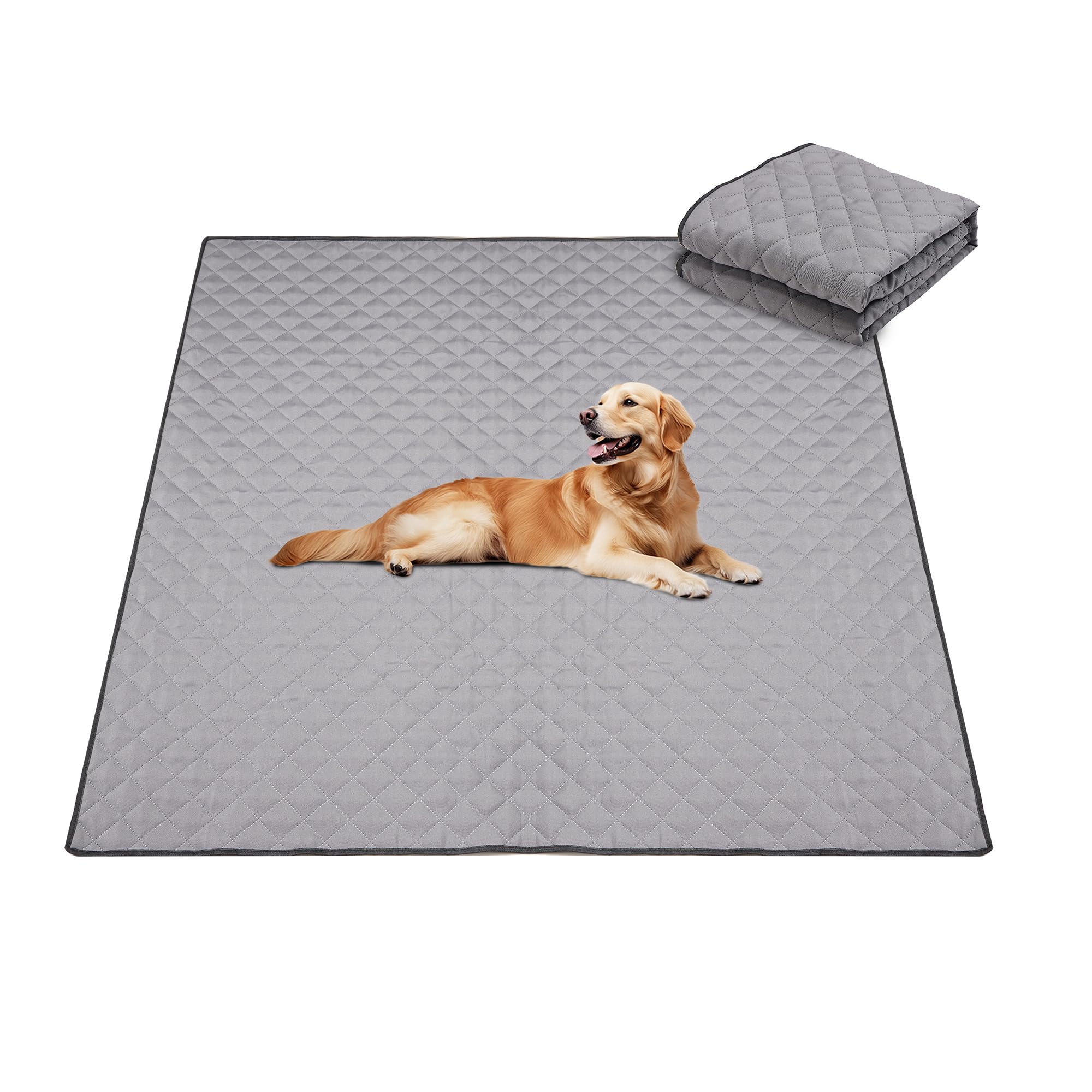 Wiederverwendbare Trainingsunterlage für Hunde, 165 x 122cm, Waschbare Welpenunterlage, Wasserdichter Boden, Trainingspad für Hunde, Schnell Absorbierend Urinierunterlage für Katze, Grau