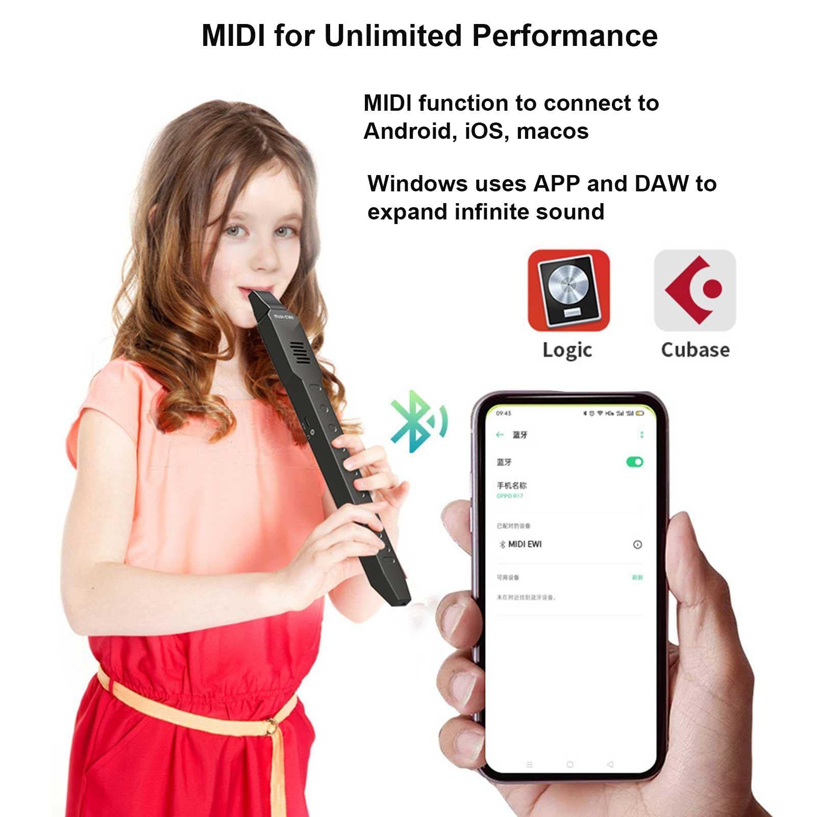 Strumento a fiato Elettrico, Strumento a fiato Digitale per | Sassofono con 3 sensibilità di soffiaggio, Regalo a Trachea del Suono della Musica d'imitazione Alimentato a Batteria per Cap