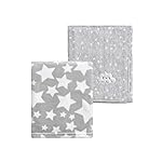 CREVENT 2Pcs 30\'\'X40\'\' Cute Cozy Fluffy Warm Baby Blankets for Infants Toddlers\' Bedding Crib Cot Stroller - Grey Cloud + Star